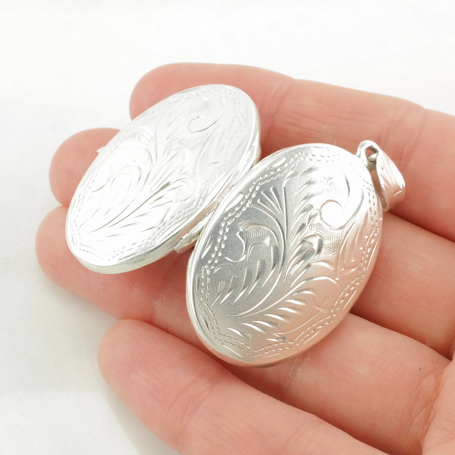 Vintage Engraved Locket Sterling Silver Pendant