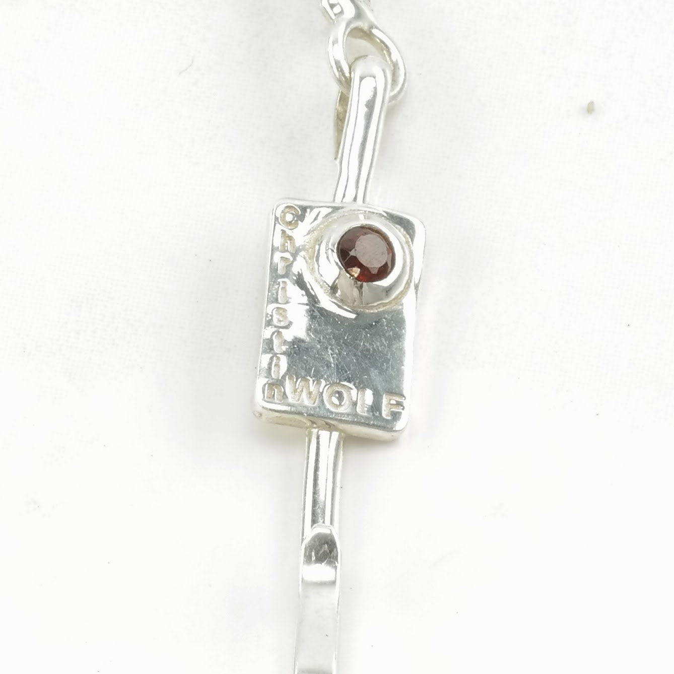 Vintage Christin Wolf Sterling Silver Garnet Cubic, Beads Necklace