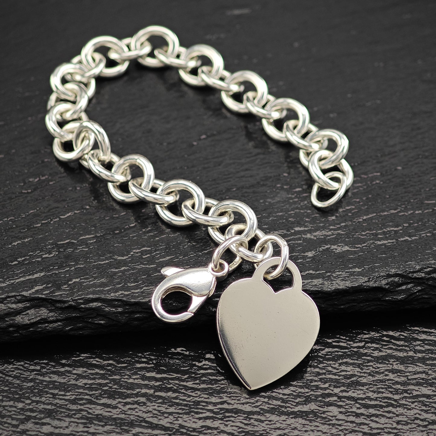 Tiffany Heart Tag Curb Bracelet Sterling Silver 7 1/2"