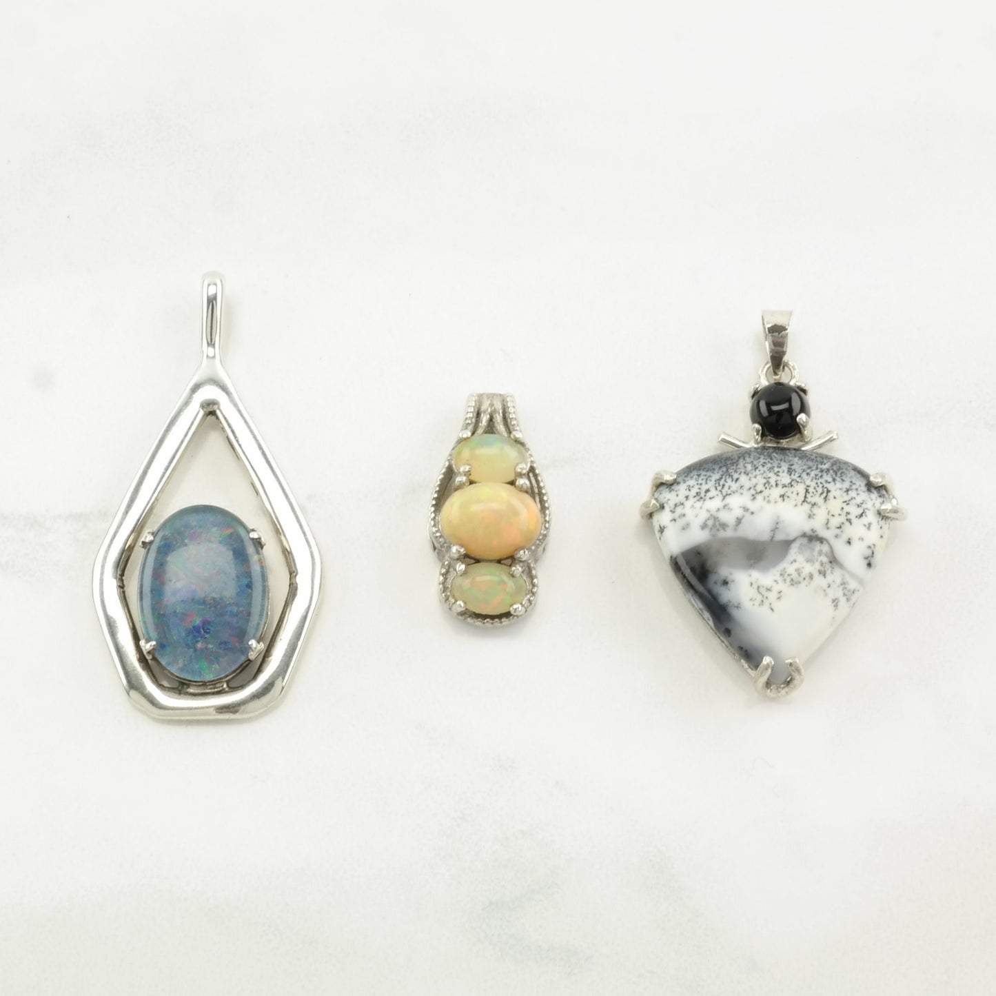 Vintage Choice Of Multi Gems Sterling Silver Pendant
