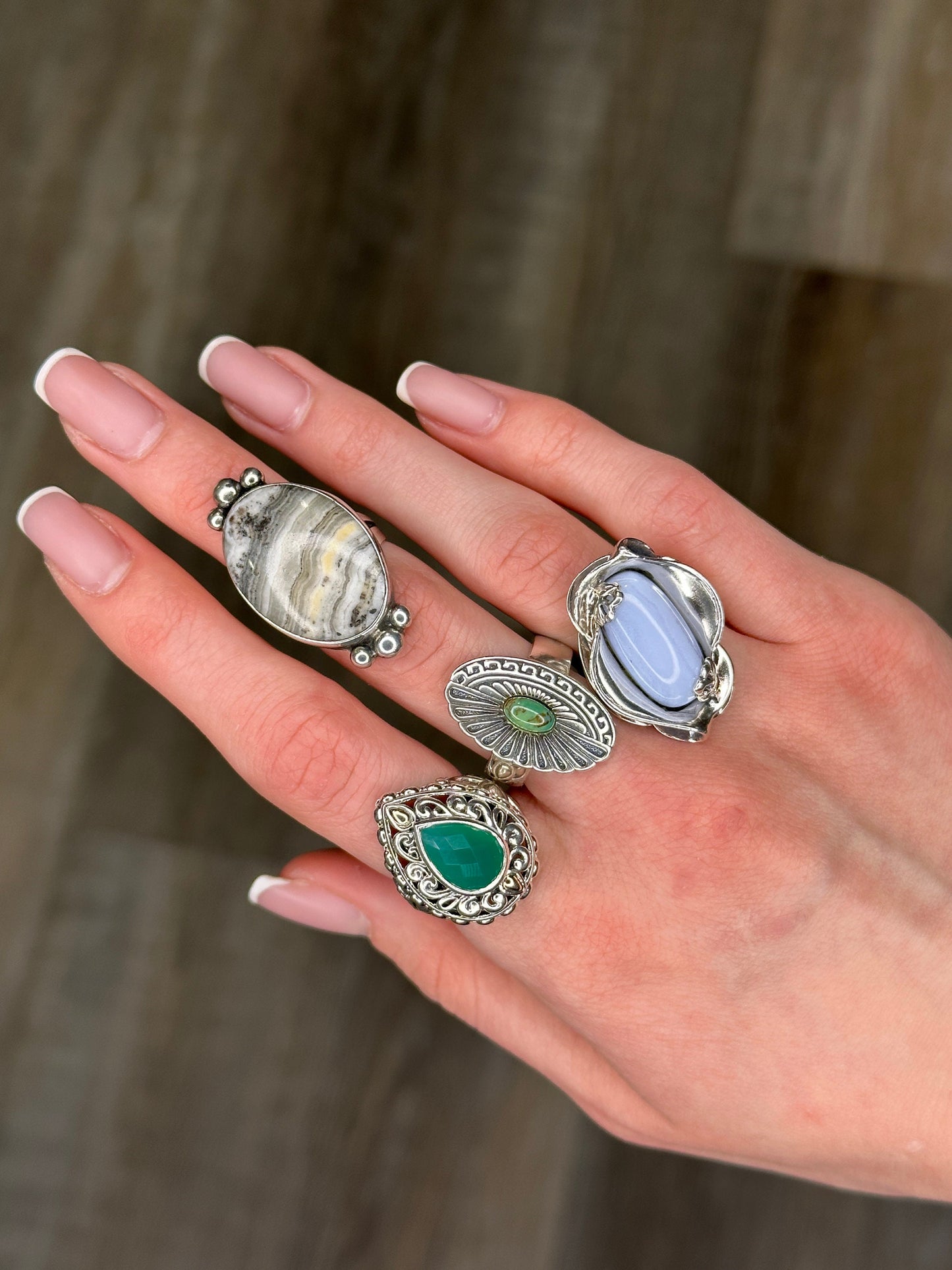 Vintage Southwest Silver Ring Jasper Sterling Size 5 1/2