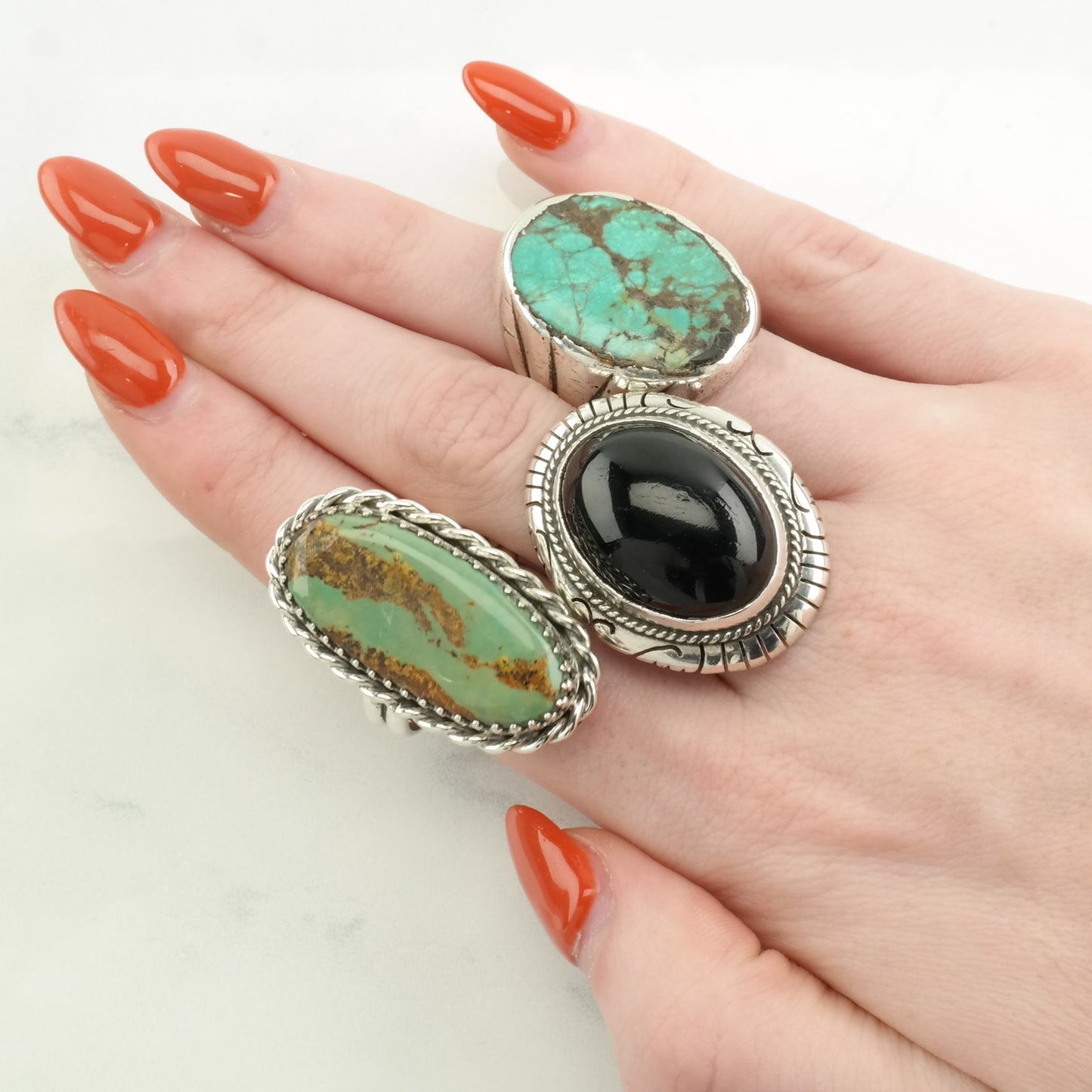 Vintage Native American Silver Ring Onyx Sterling Black Size 7