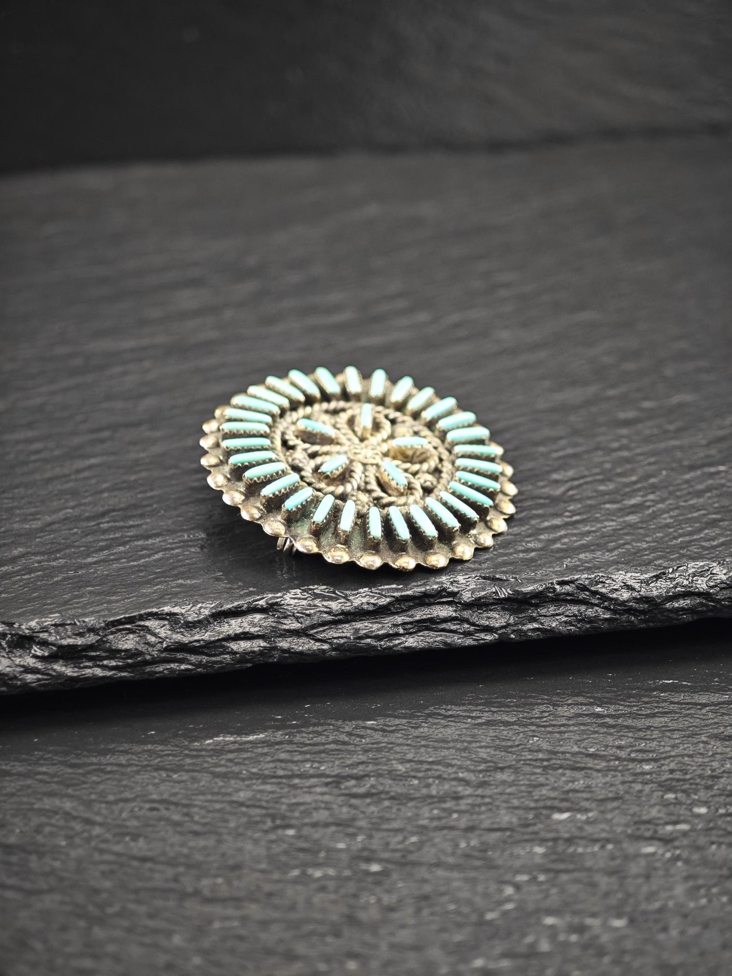Native American, Zuni Cluster Brooch/Pendant Sterling Silver