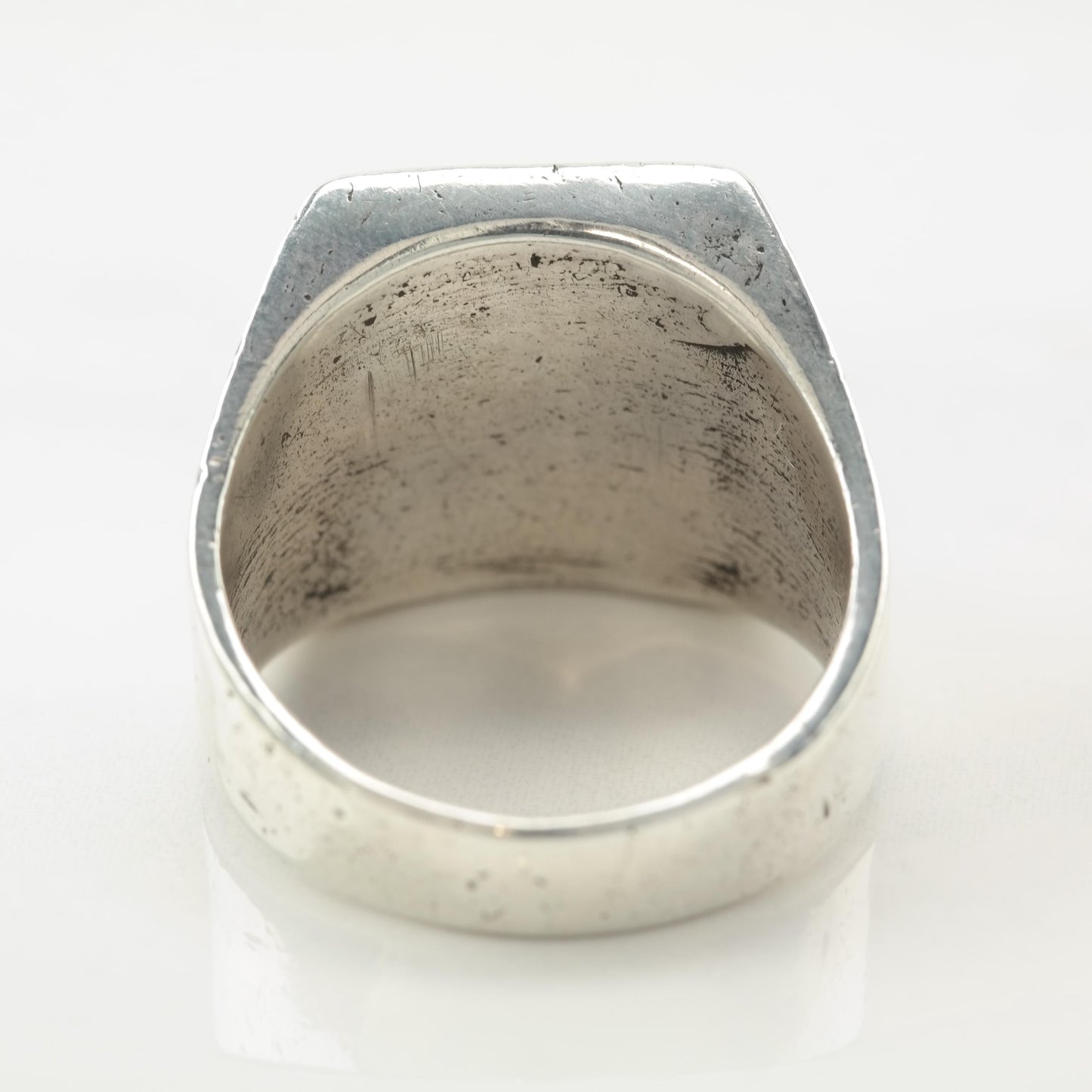 Imperfect Silver Ring Turquoise Inlay Sterling Blue Sz9 1/4 R5519