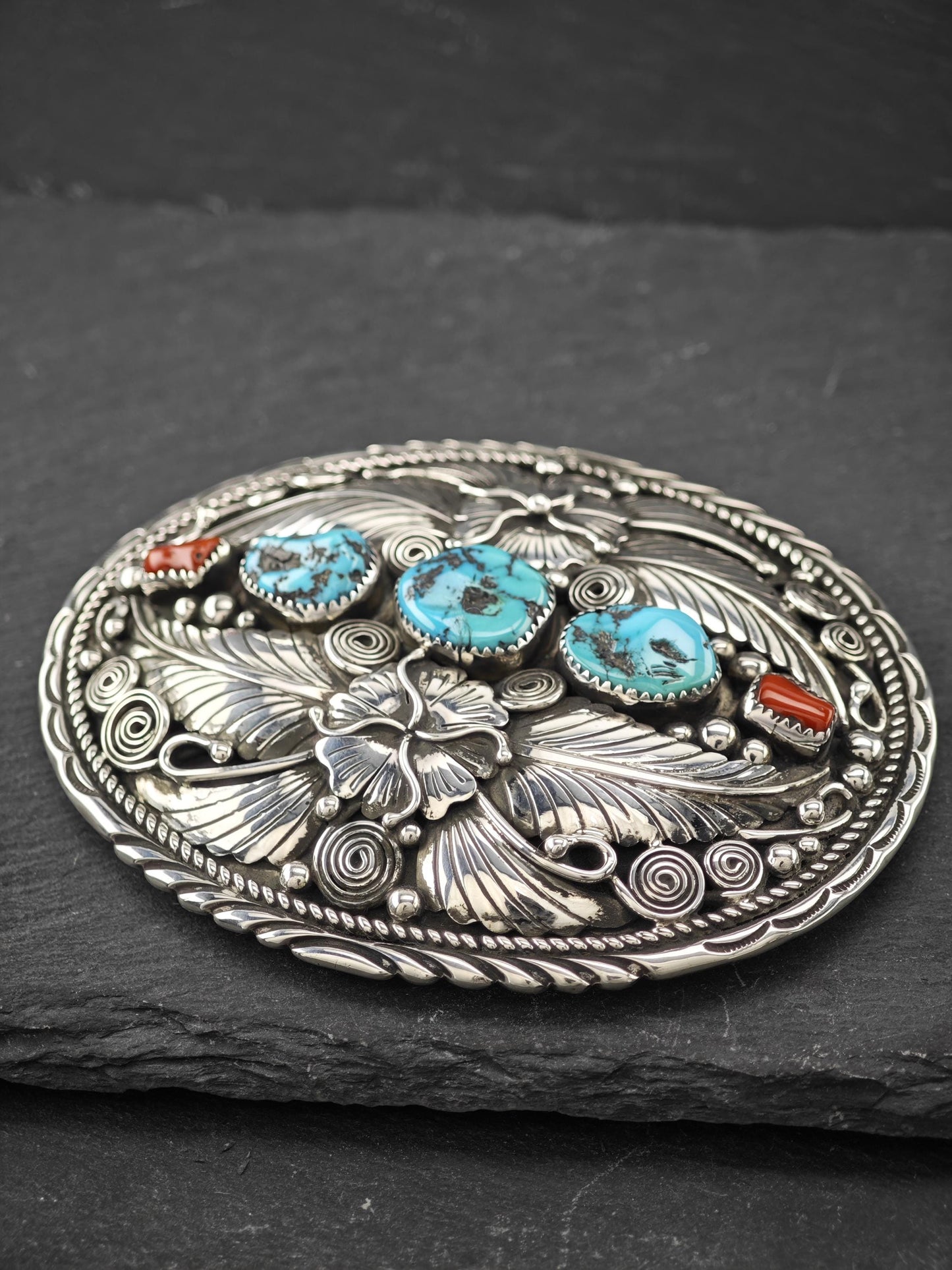 Vintage Native American Belt Buckle Sterling Silver