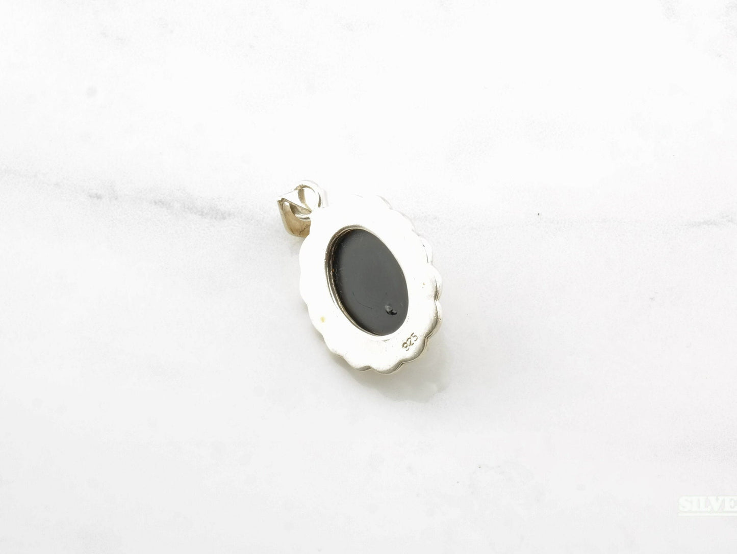 Vintage Yellow Amber Sterling Silver Pendant