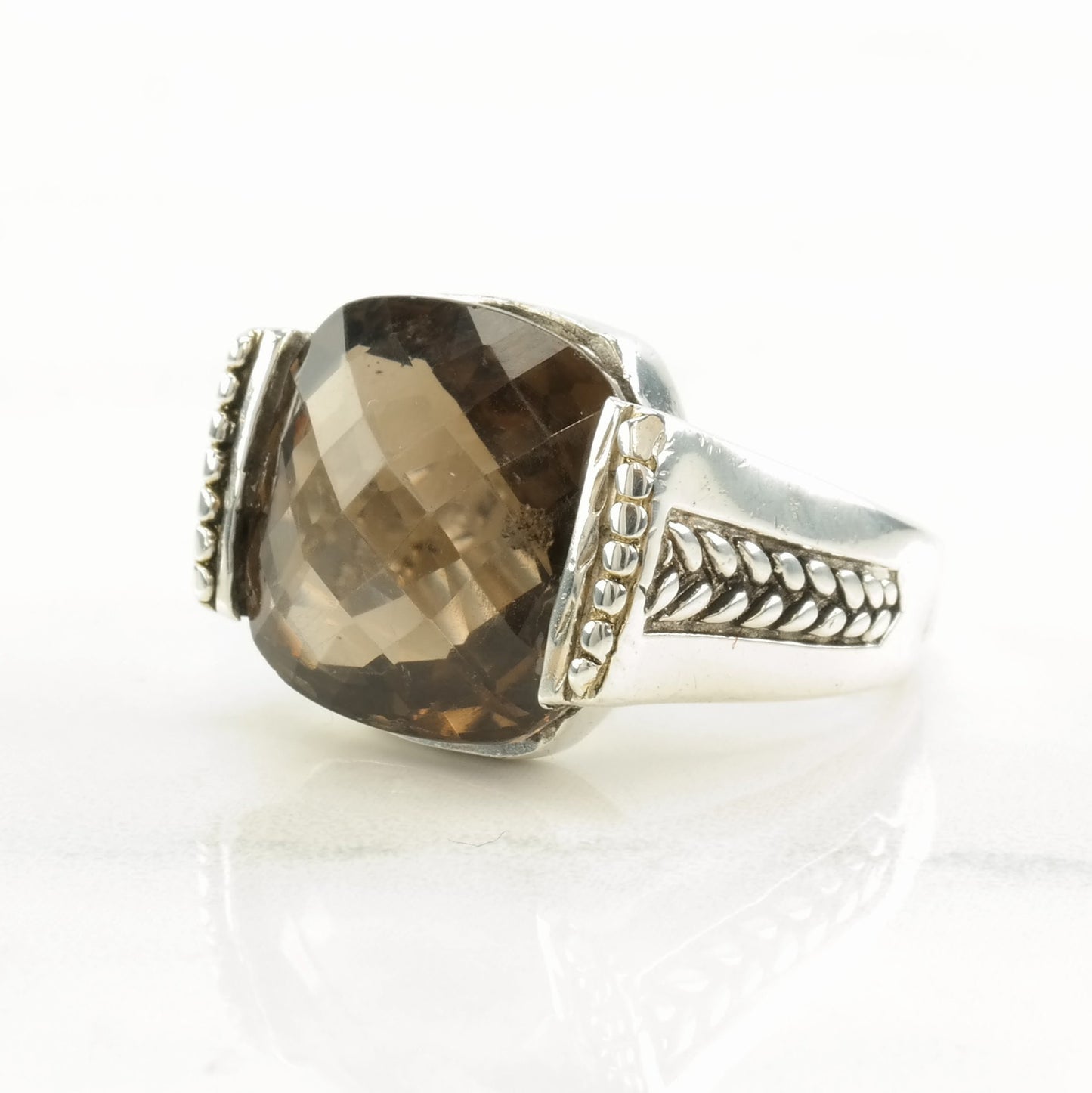 Vintage Sterling Silver Ring Smoky Quartz Size 7 1/2