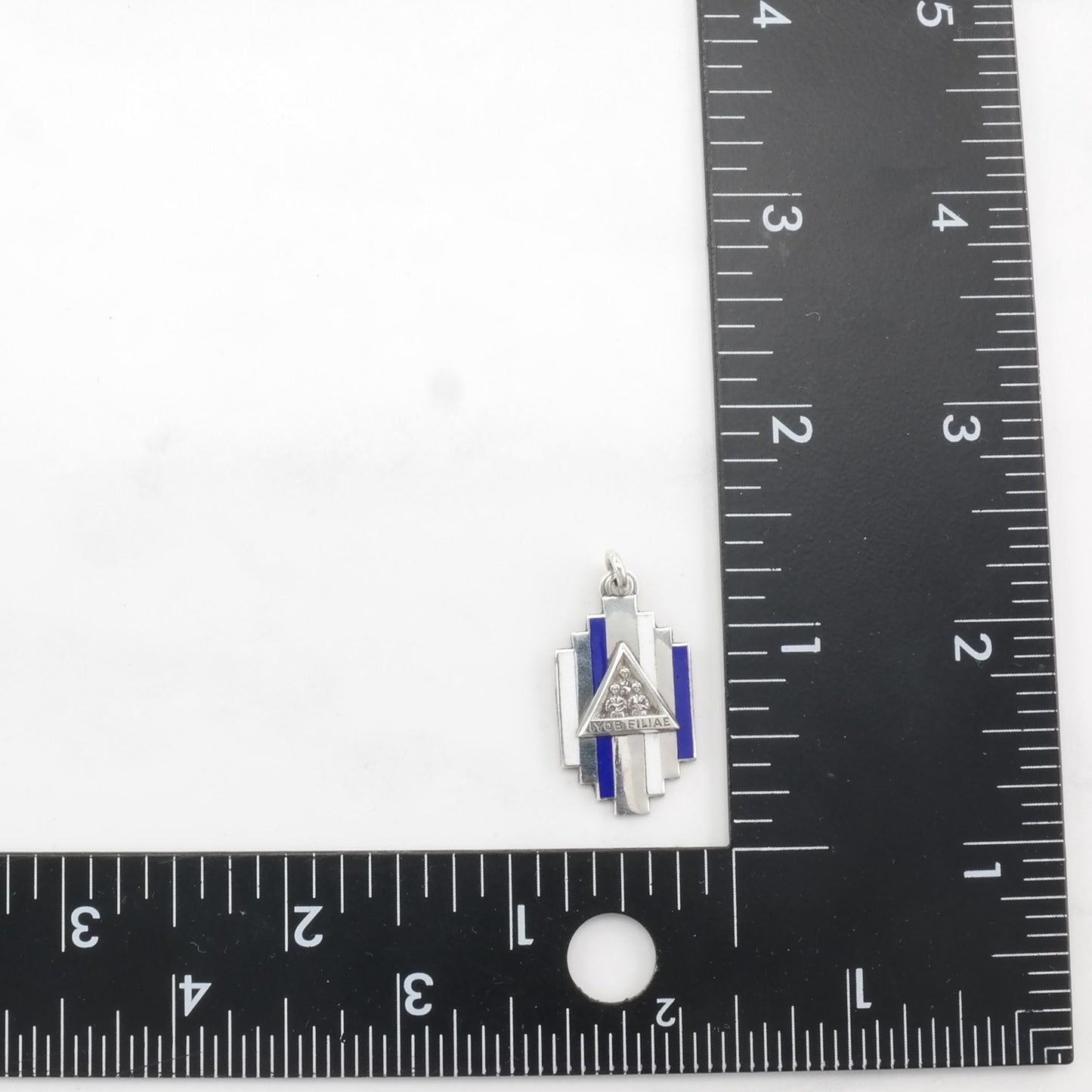 Vintage Art Deco Enamel Iyob Filiae Sterling Silver Pendant