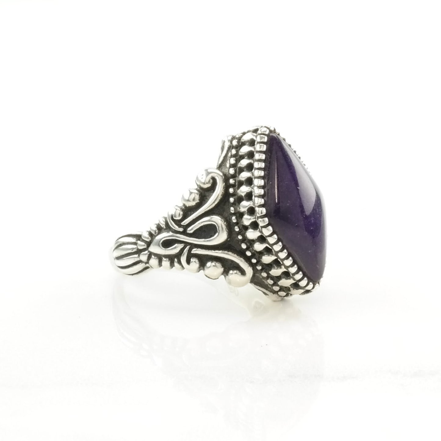 Vintage Carolyn Pollack Silver Ring Charoite Scroll Sterling Purple Size 8 1/4