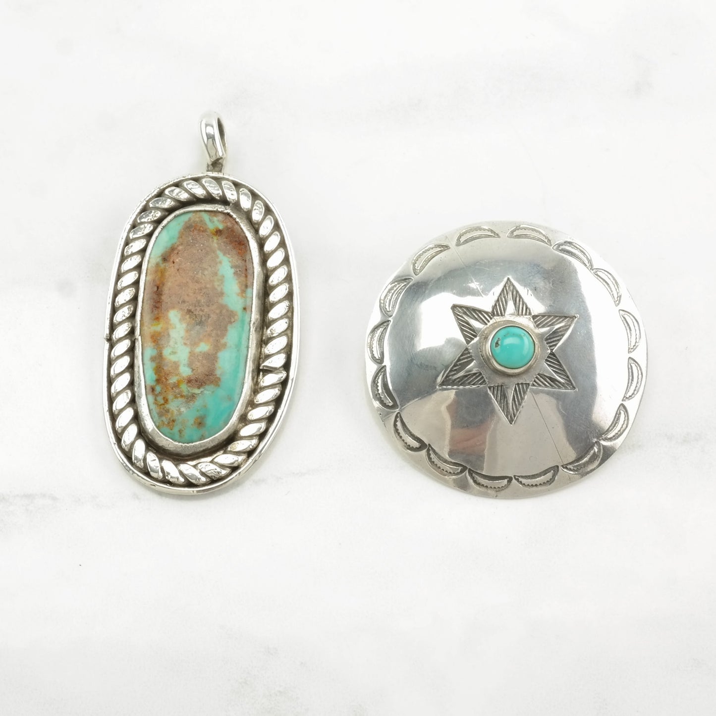Vintage Native American Turquoise Sterling Silver Pendant