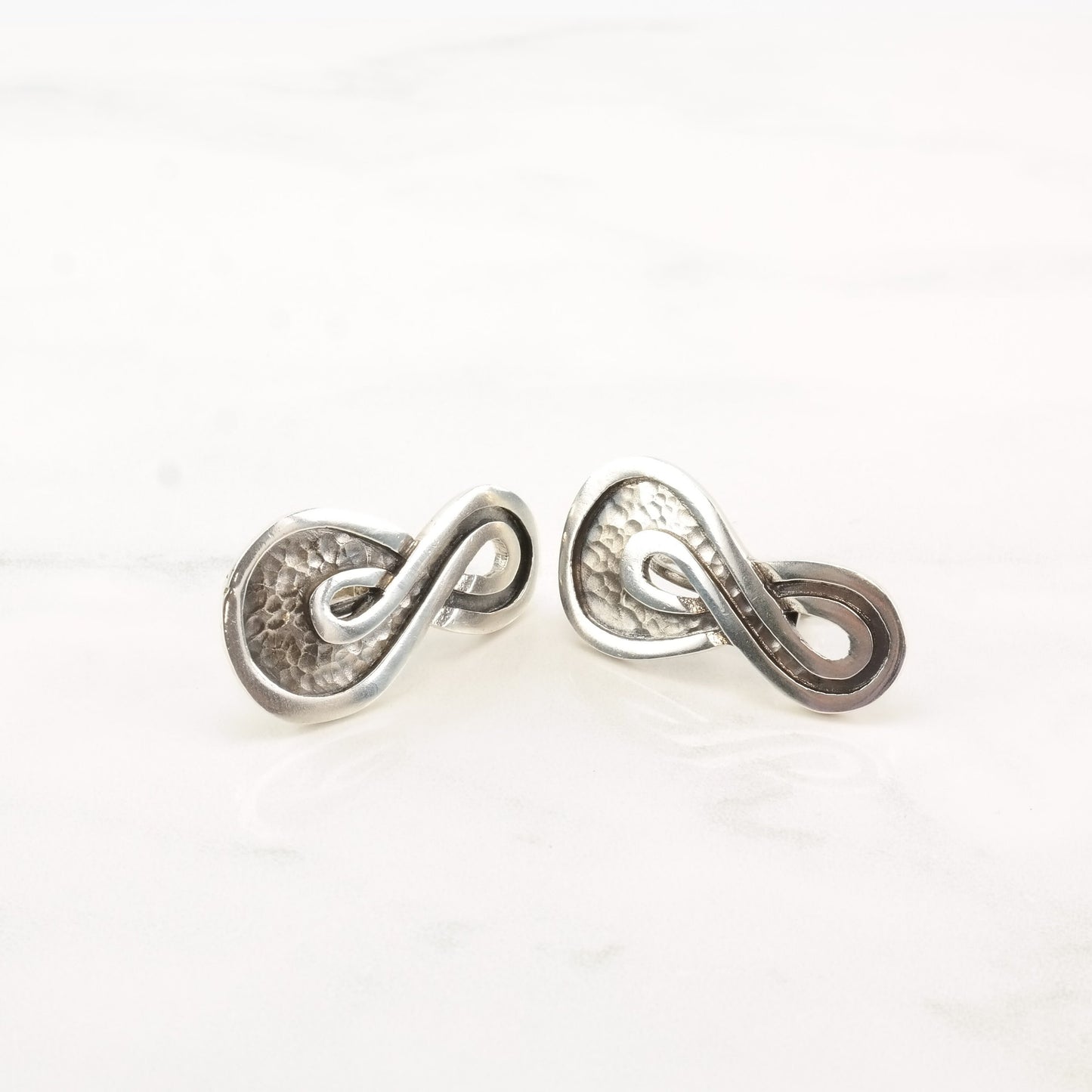 Margot de Taxco Infinity Earrings Screw back Sterling Silver