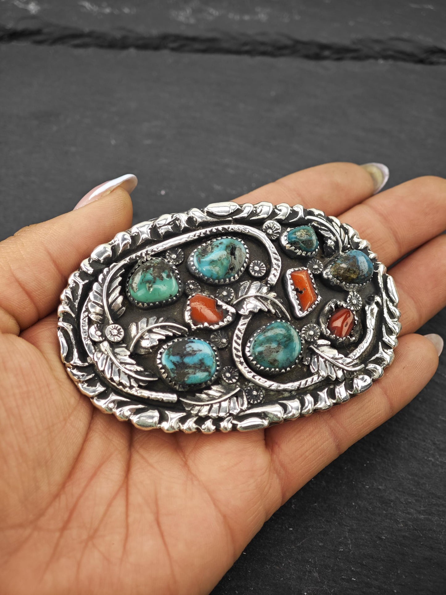 Attr Dan Simplicio Zuni, Native American Belt Buckle Sterling Silver