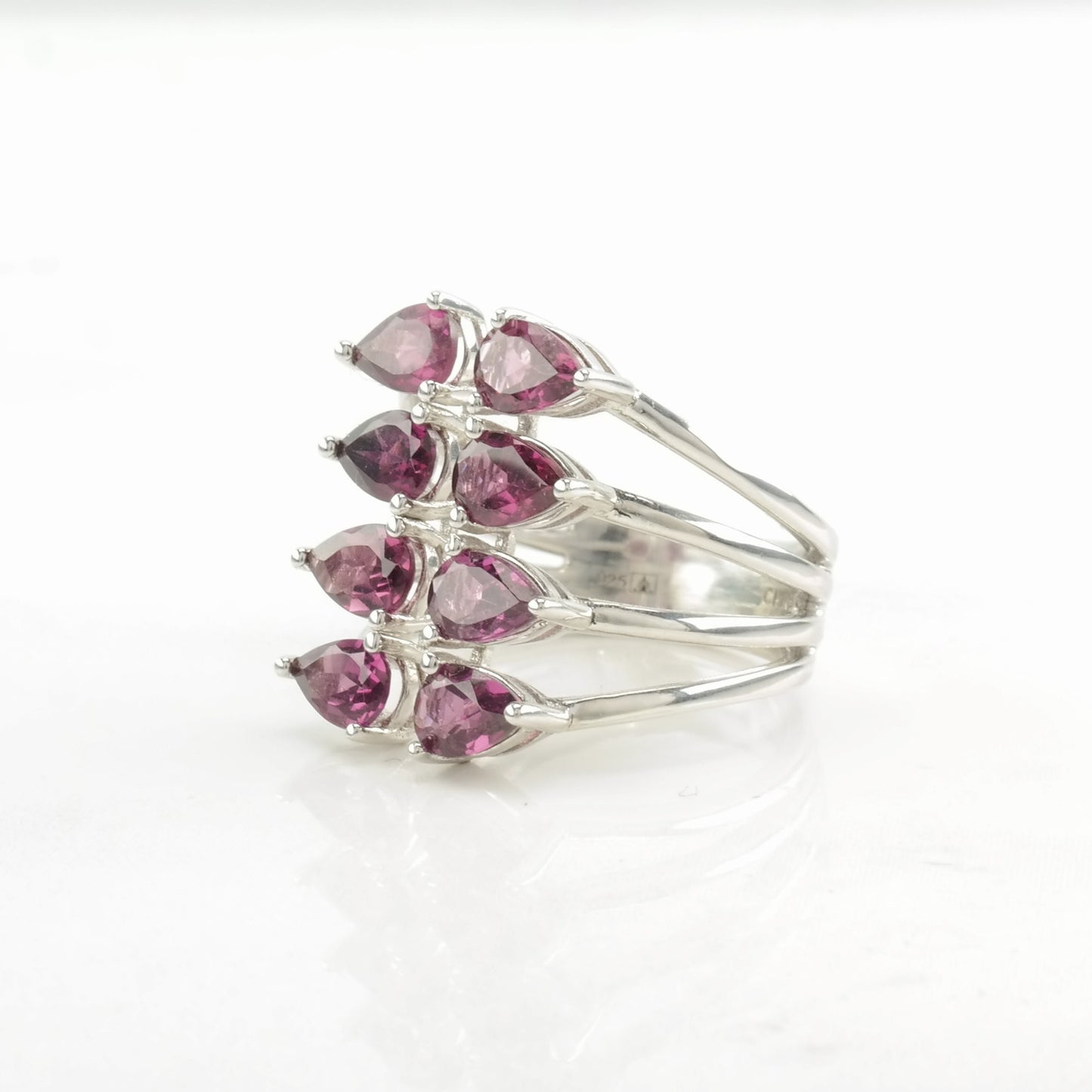 Vintage Sterling Silver Ring Garnet Purple Size 6 1/4