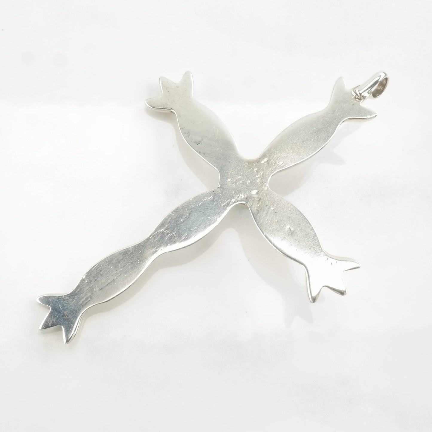 Vintage Native American Turquoise Cross Sterling Silver Pendant