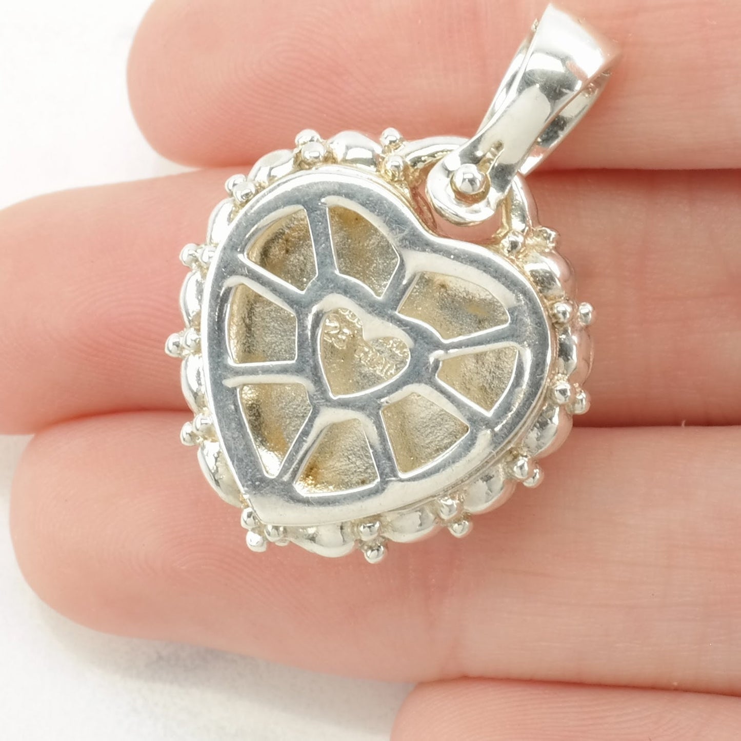 Vintage Judith Ripka Quartz, Chalcedony Heart Sterling Silver Pendant