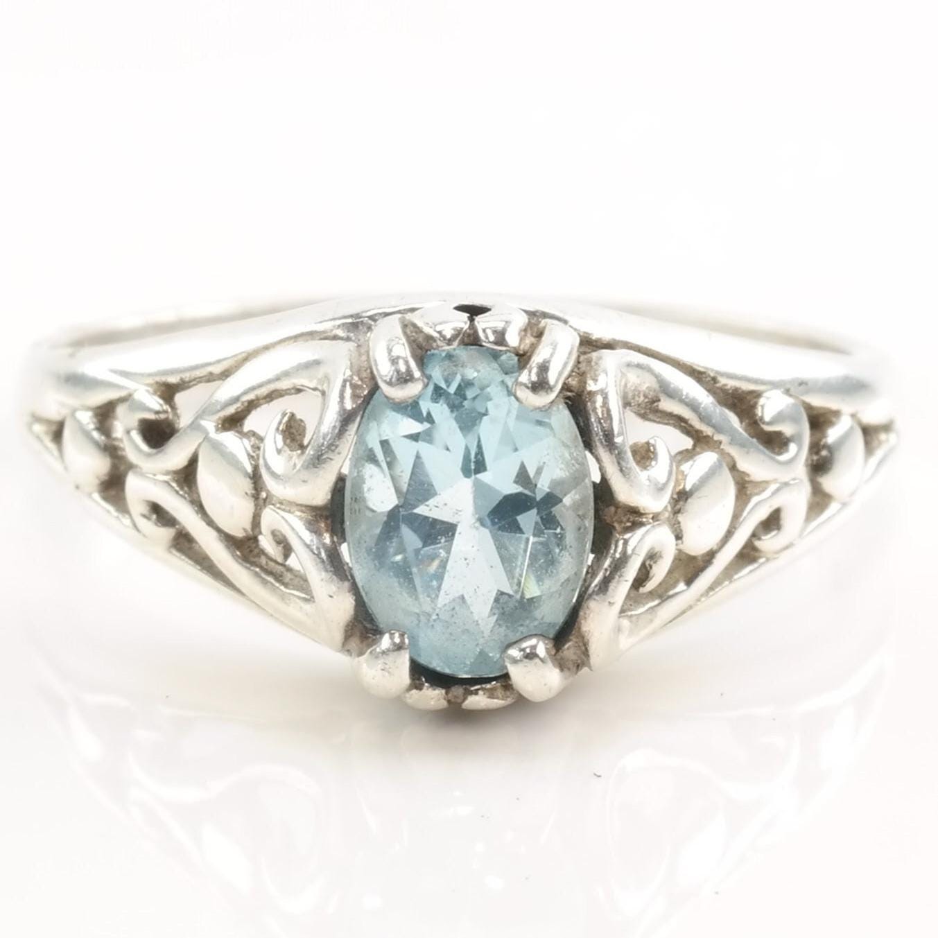 Vintage Kabana Silver Ring Topaz Size 7