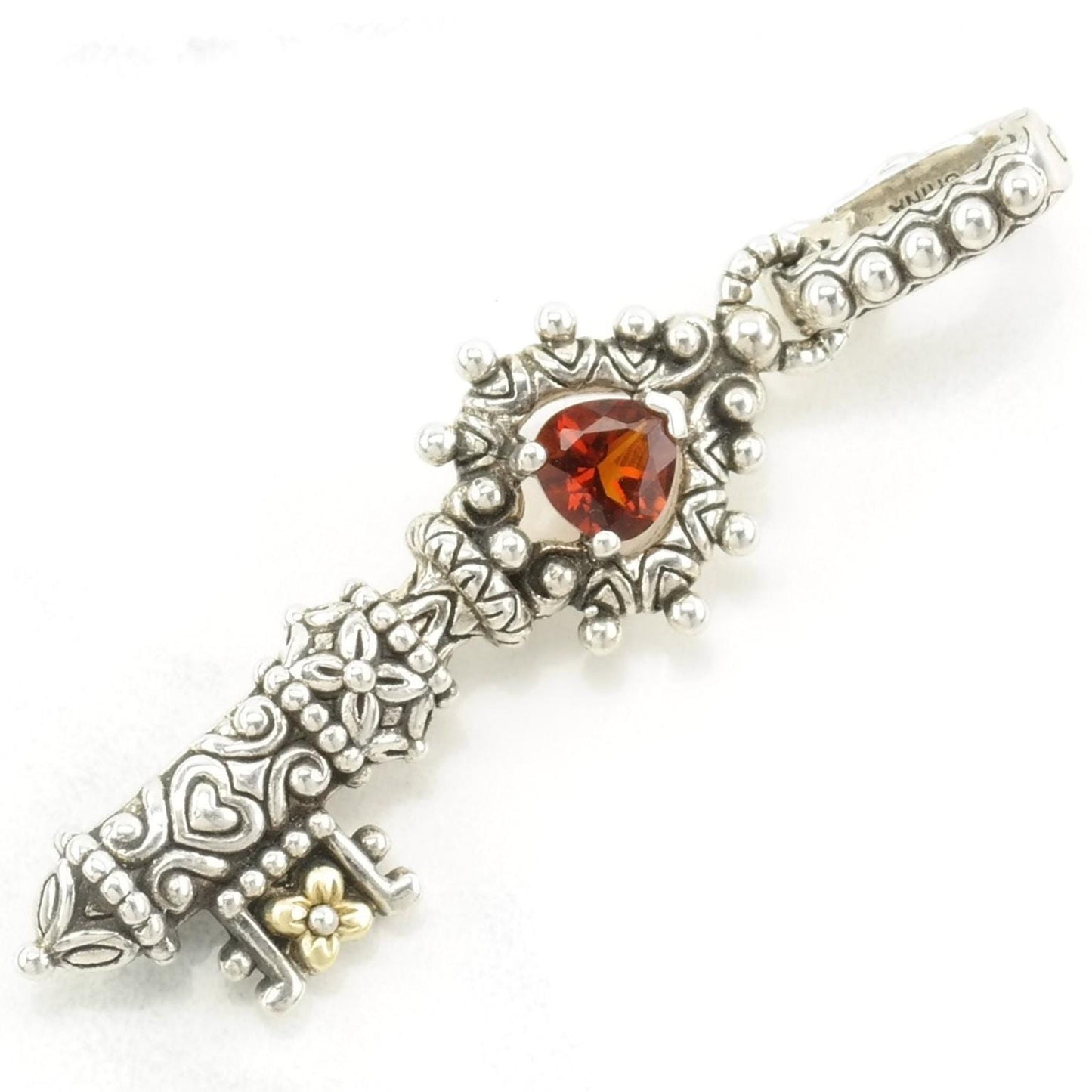Vintage Barbara Bixby Citrine, 18K Gold Accents Key Sterling Silver Pendant