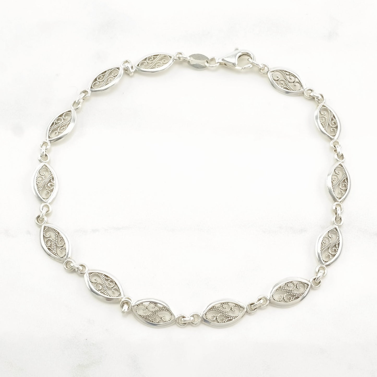 Milor Sterling Silver Link Bracelet Filigree Anklet