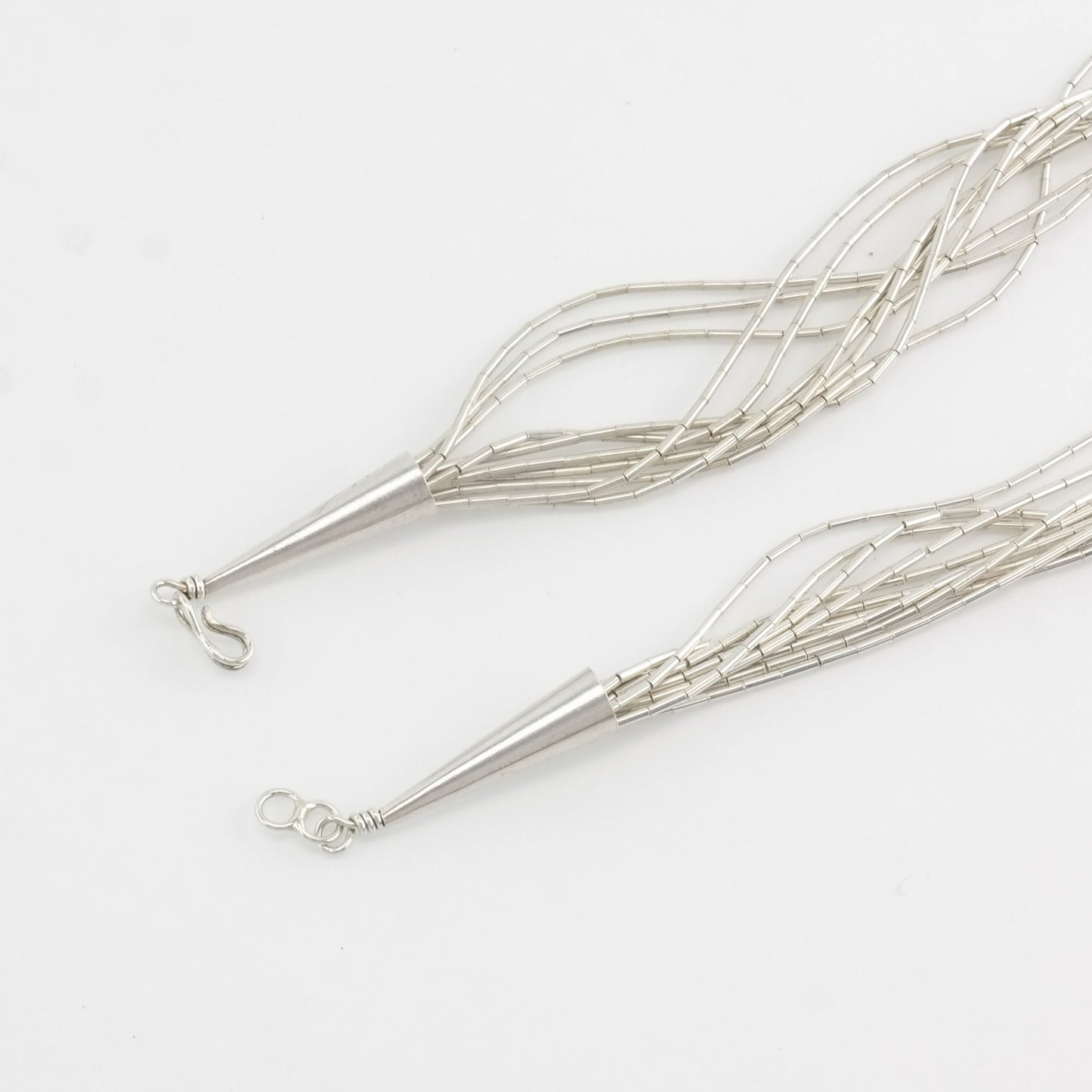 10 Strand Liquid Silver Necklace Vintage Southwest Sterling Silver
