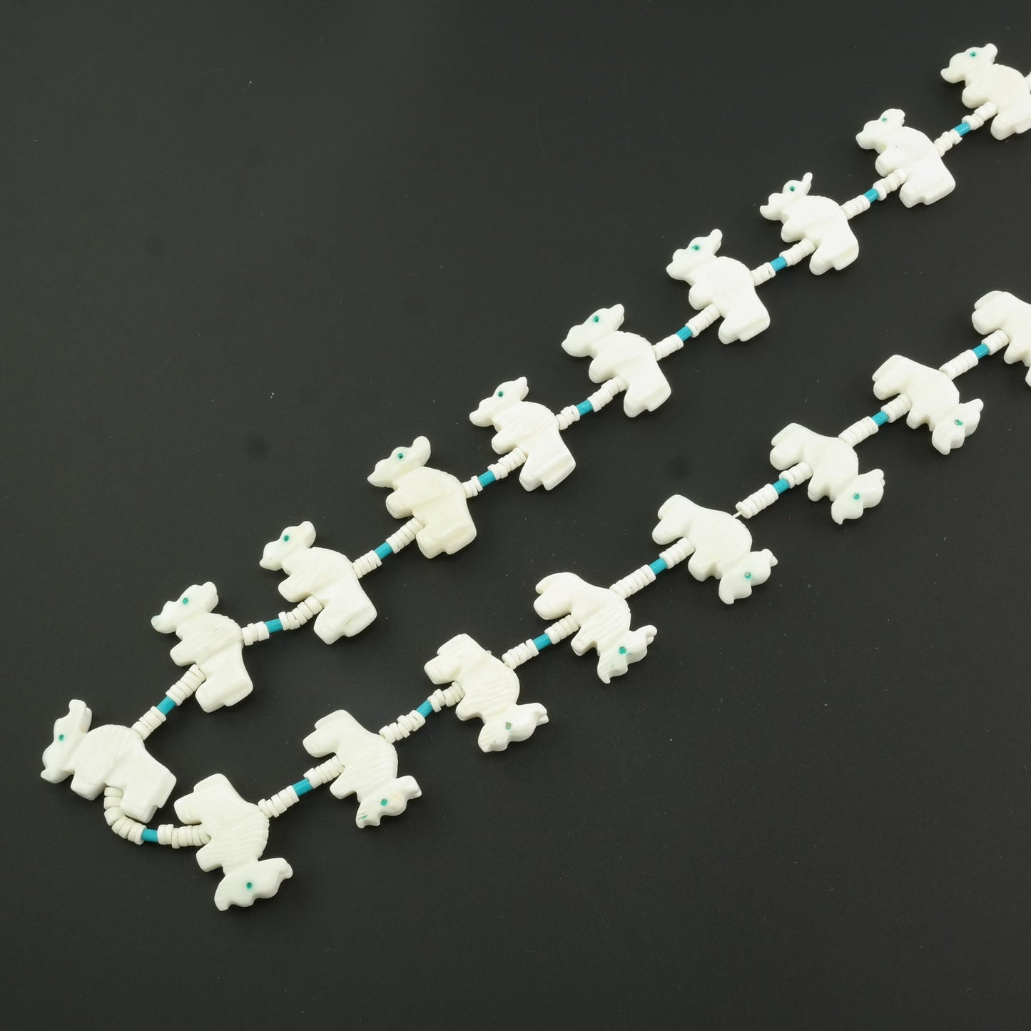 Vintage Santo Domingo Sterling Silver White Marble Buffalo, Heishi Necklace