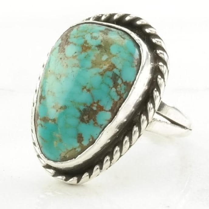 Vintage Sterling Silver Ring Turquoise Blue Size 5 3/4
