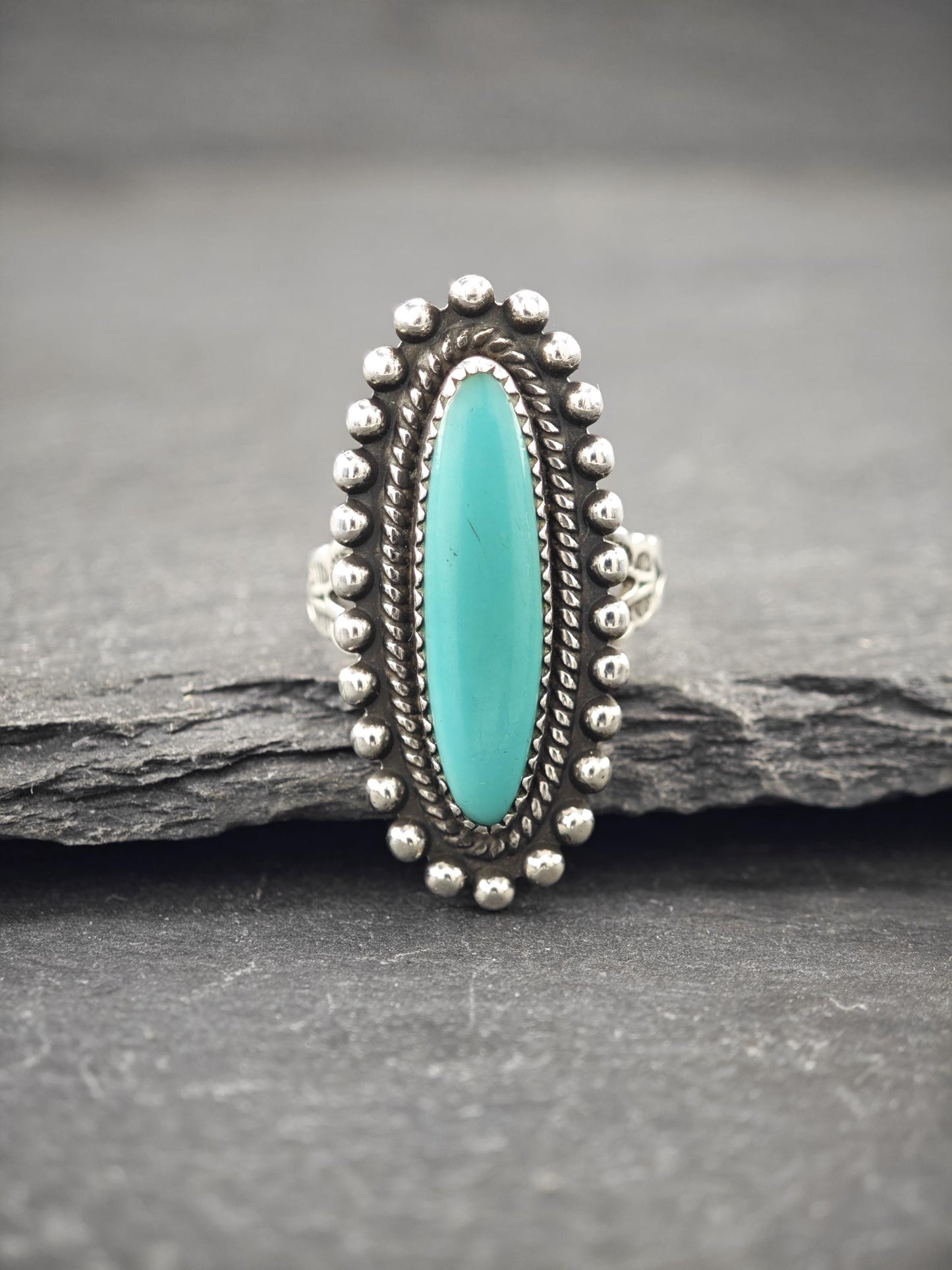 Fred Harvey Era, Block Turquoise Ring Sterling Silver
