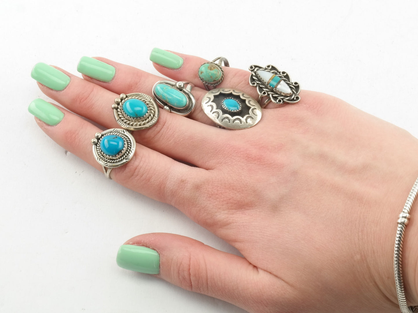 Choice Sterling Silver Turquoise Size 4-5 1/2 Rings Variety