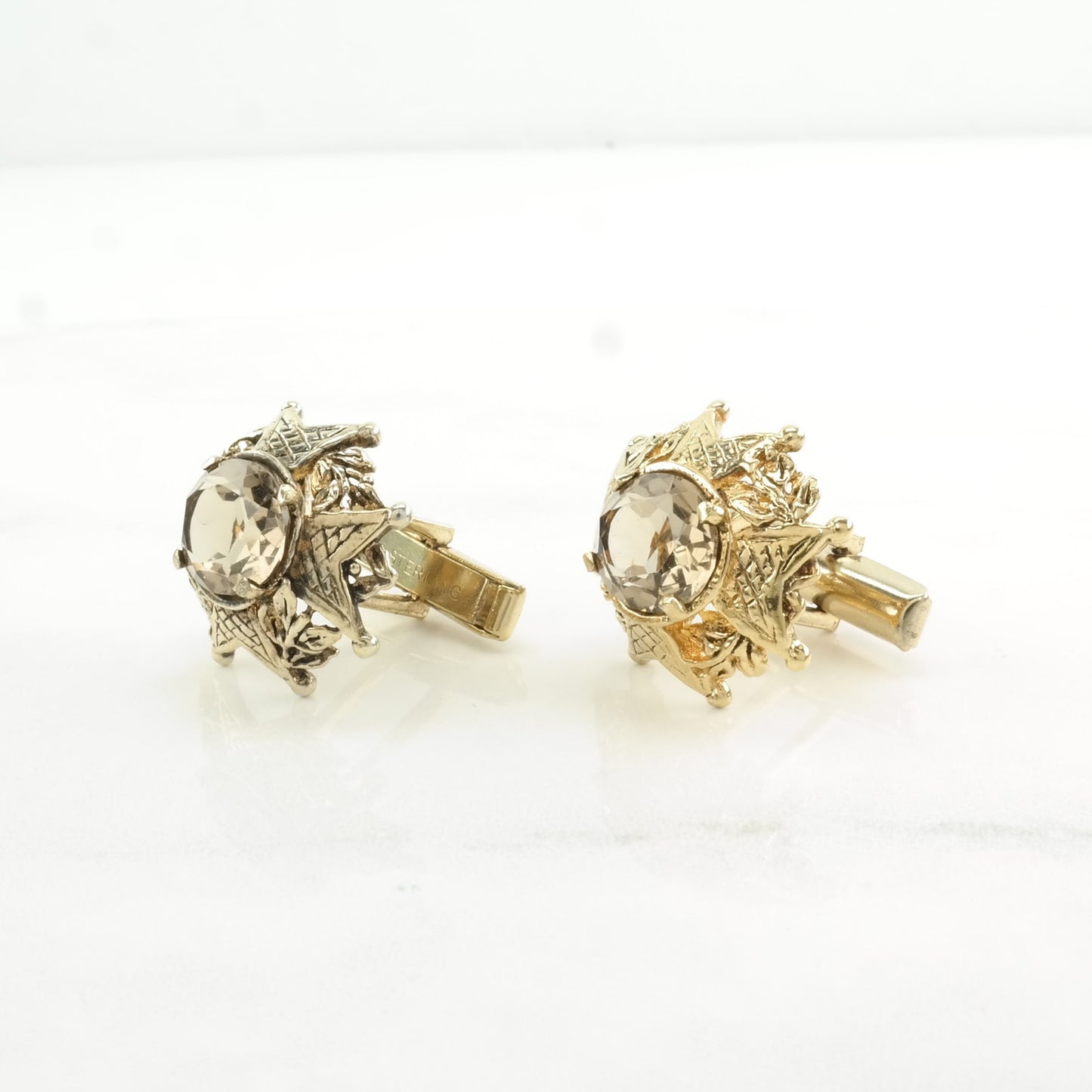 Sterling Silver Brown Smoky Quartz Cufflinks MISC0141