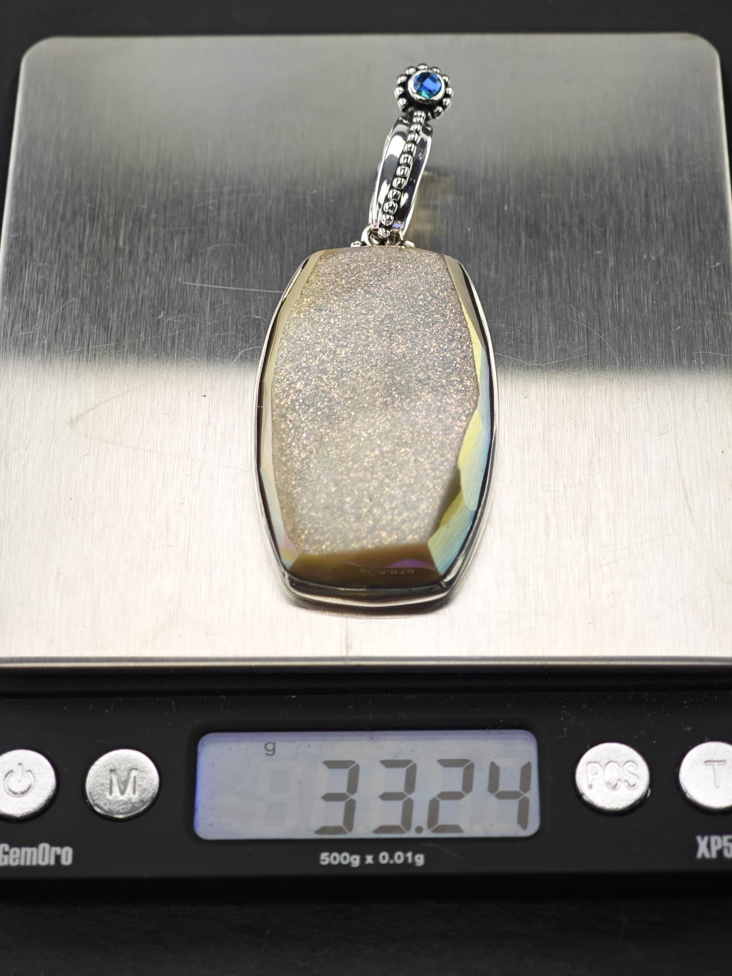 3" Colleen Lopez Quartz Druzy Sterling Silver Pendant