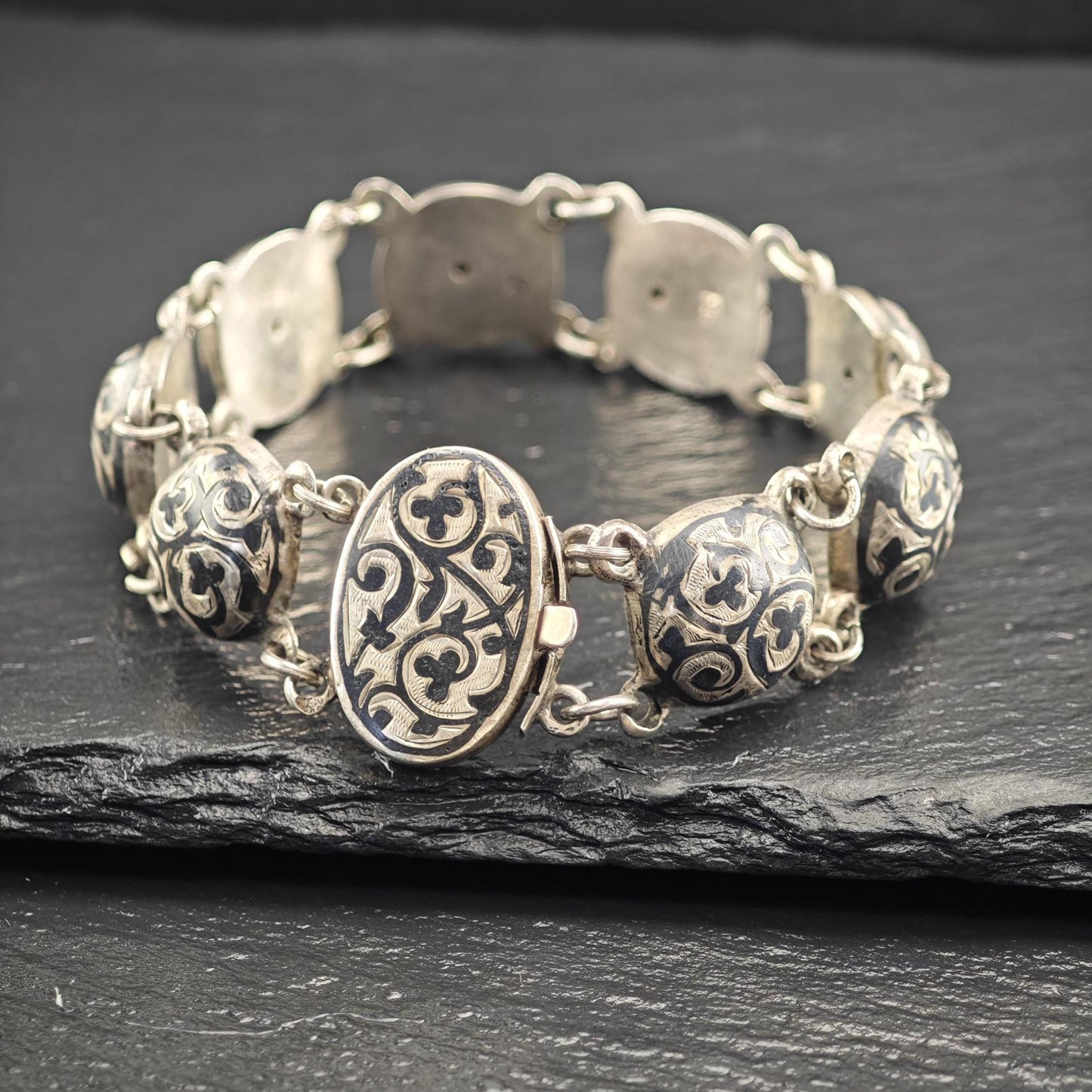 Tsar Alexander Russian 84, Niello Bracelet Sterling Silver