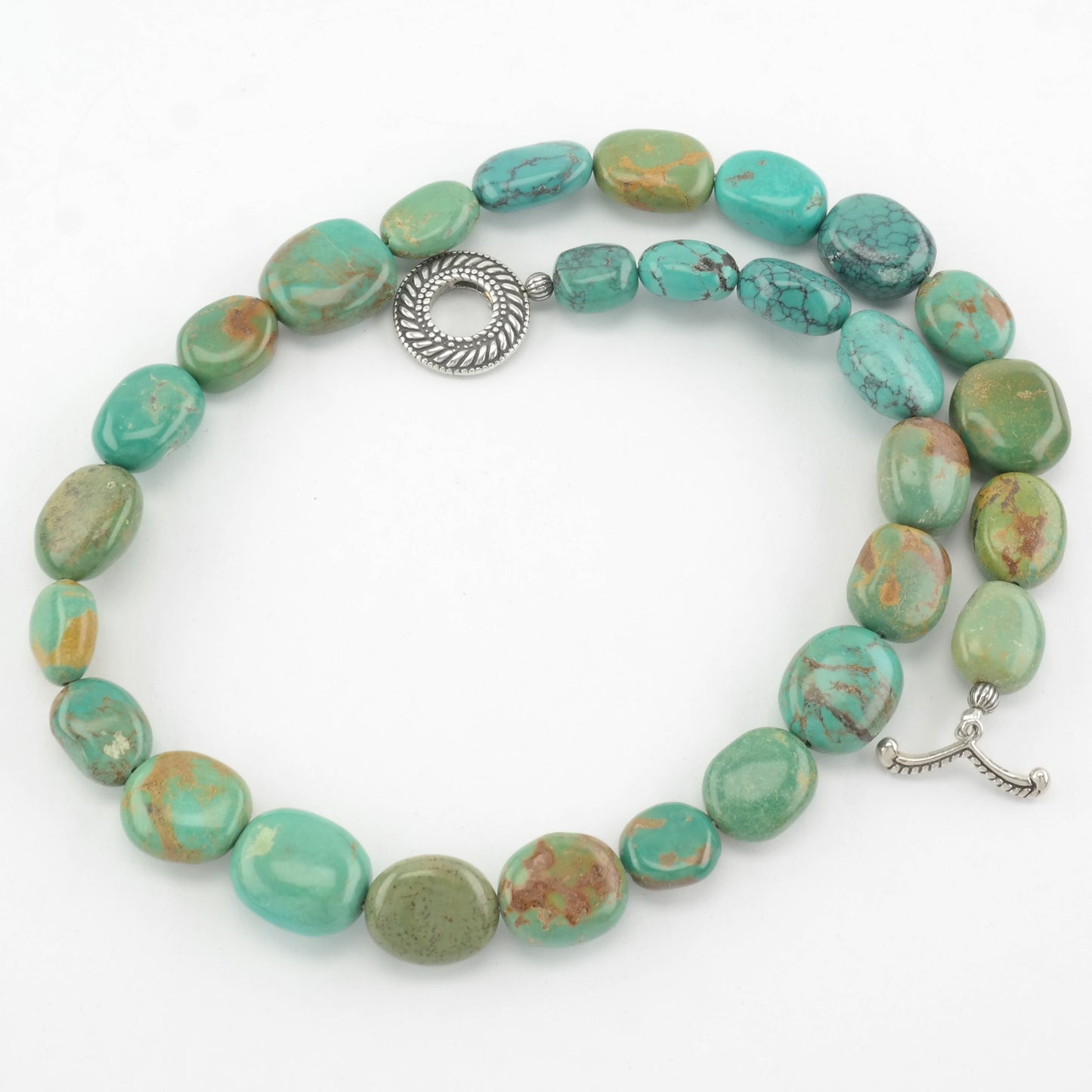 Vintage Relios Turquoise Bead Necklace Sterling Silver