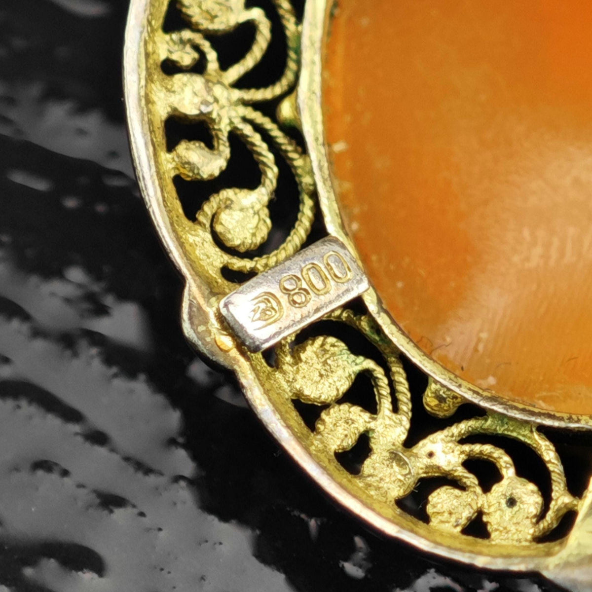 Art Deco Cameo Gold Gilded Sterling Silver Pendant/Brooch P3126