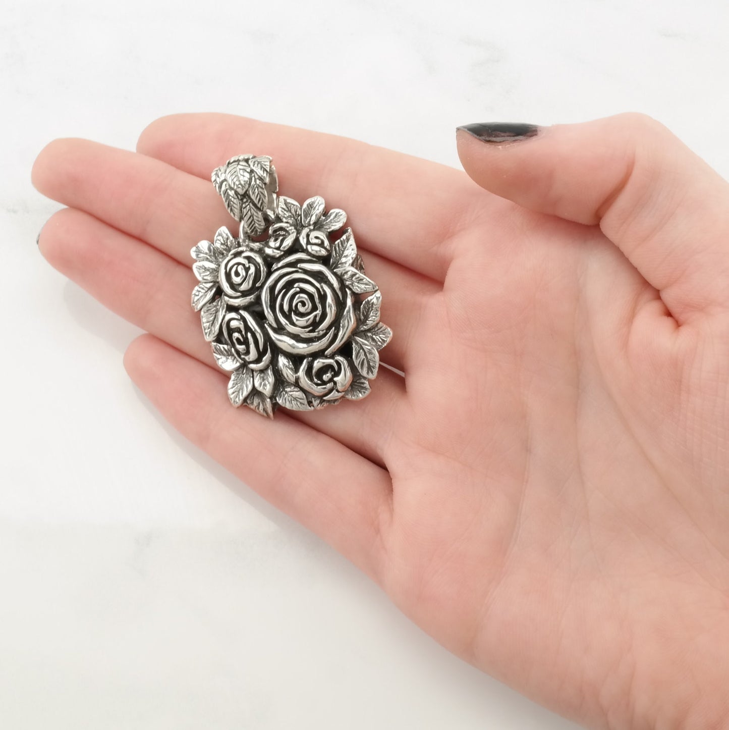 Choice of Vintage Sarda Scroll Floral Sterling Silver Pendant