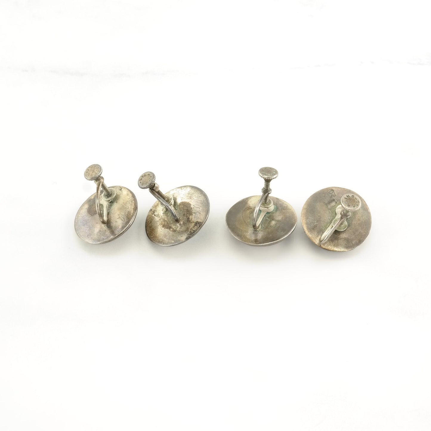 Choice of Vintage Sterling Silver Screw Back Earrings Native American Blue, Red Turquoise, Coral Shadowbox