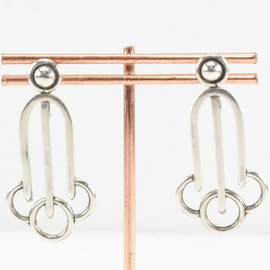 RWW Sterling Silver Abstract Modernist Earrings Screw back