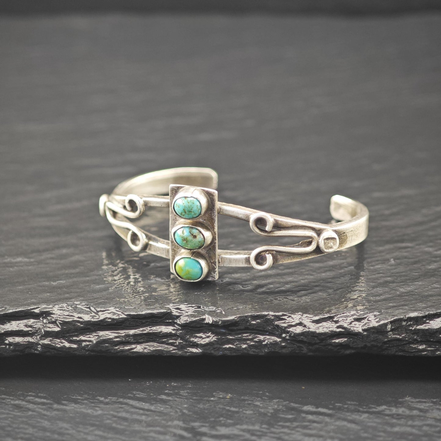 Old Southwest Turquoise Cuff Bracelet Sterling Silver
