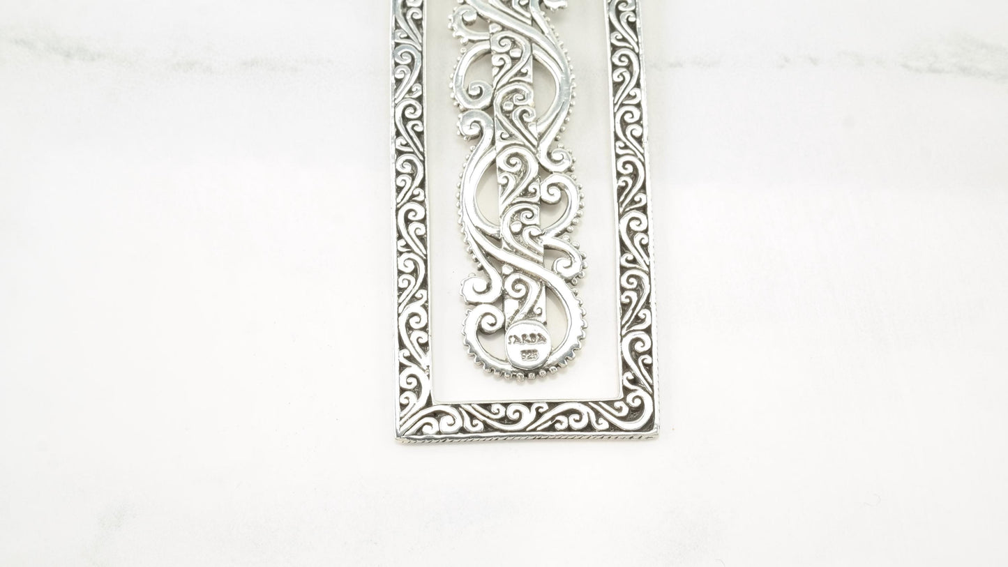 Sarda Scroll Hanging Middle Sterling Silver Pendant P2622