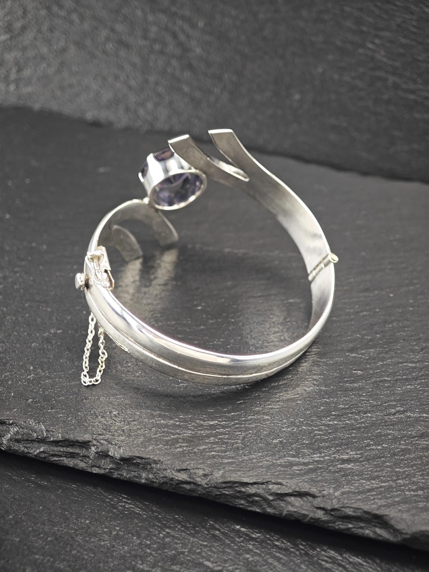 Taxco Color Change Corundum, Bangle Bracelet Sterling Silver