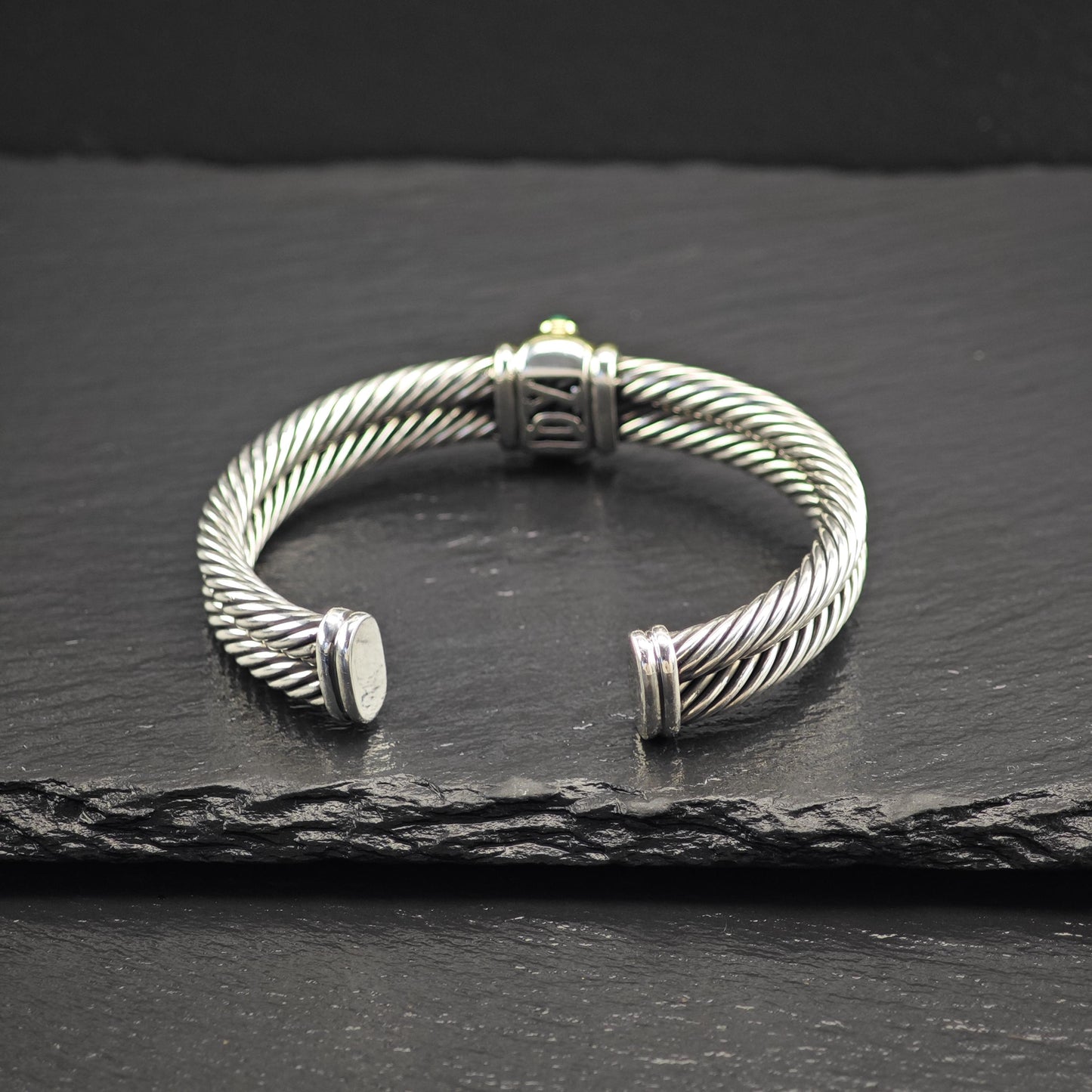 David Yurman Renaissance Cuff Bracelet 10mm 14K Gold Accent Sterling Silver Amethyst