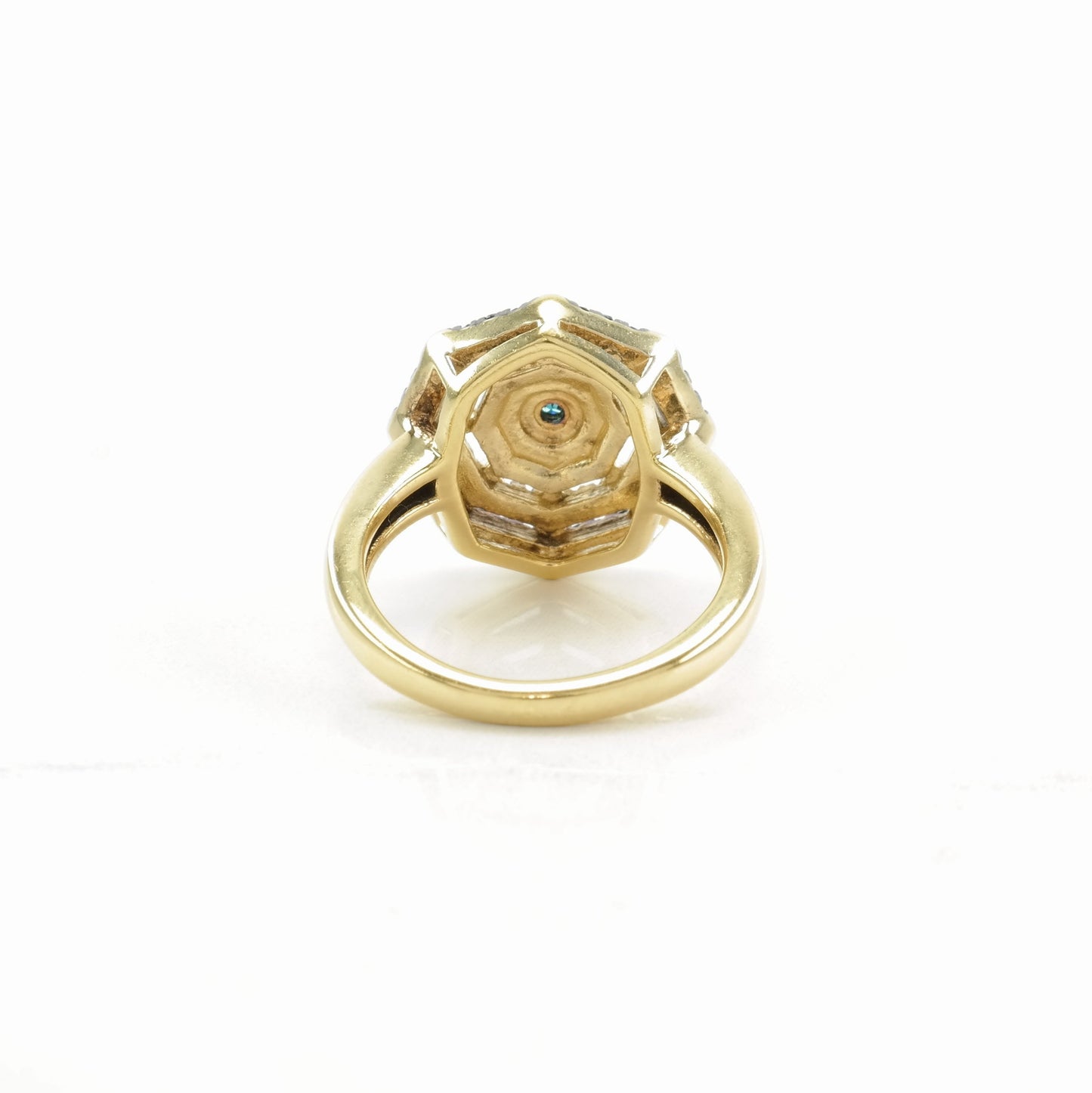 Vintage Sterling Silver Ring Diamond Cluster Blue Size 5
