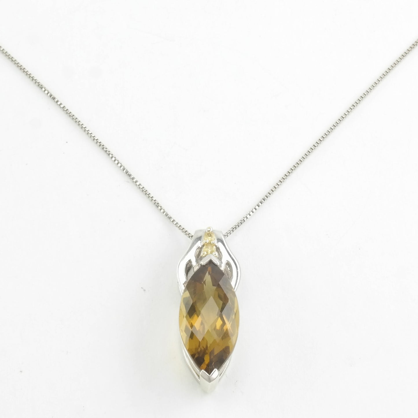 Vintage Sterling Silver Yellow Citrine, Yellow Topaz Necklace
