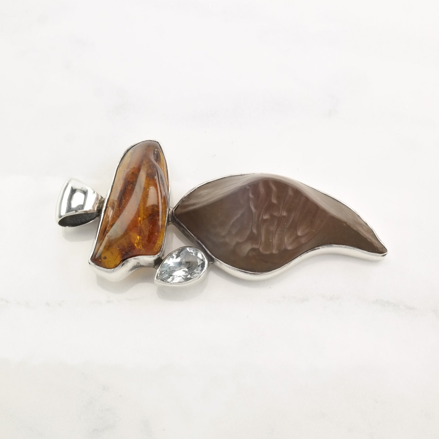 Starborn Sterling Silver Pendant with Baltic Amber & Gemstone