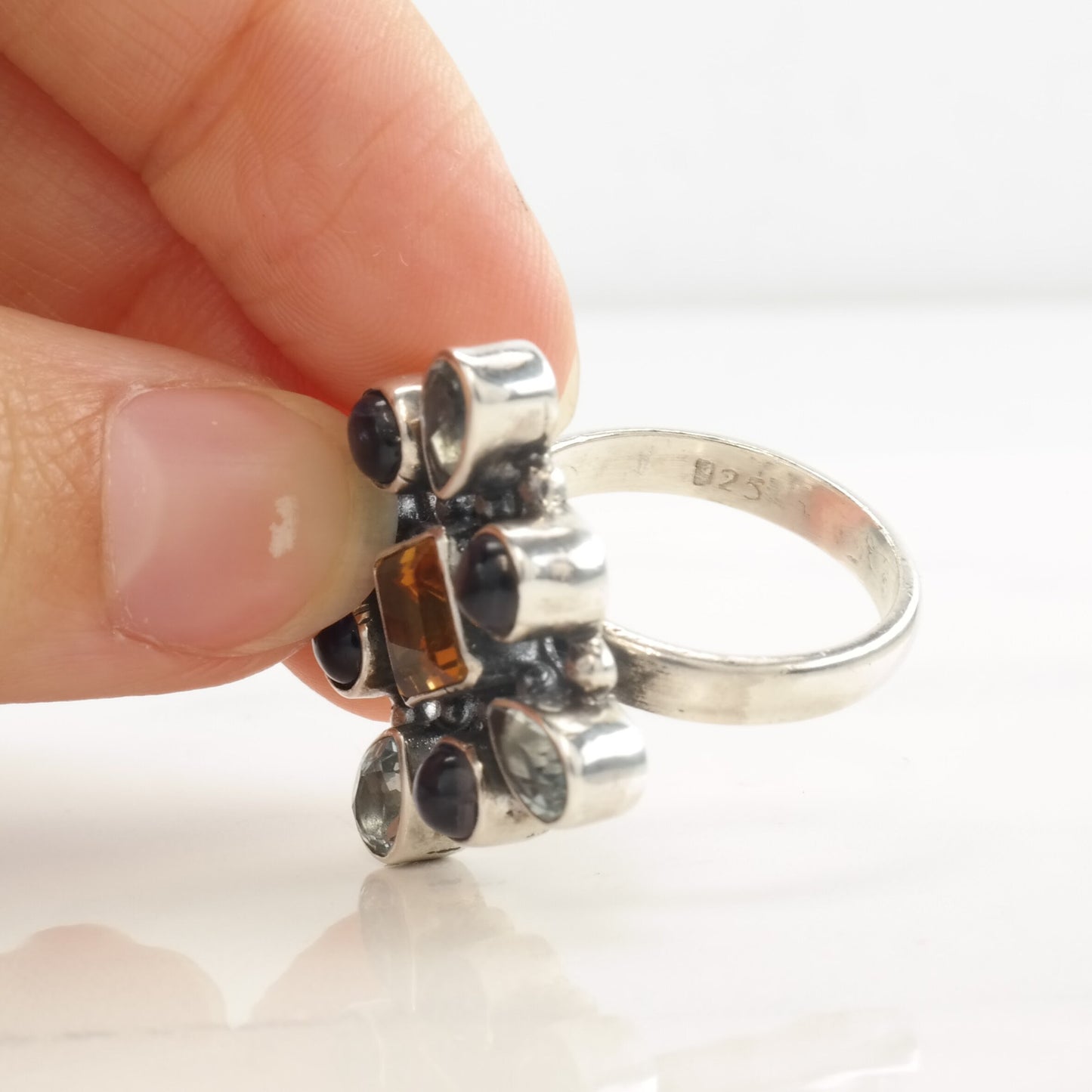 Sterling Silver Ring Citrine, Topaz Sz7 R4043