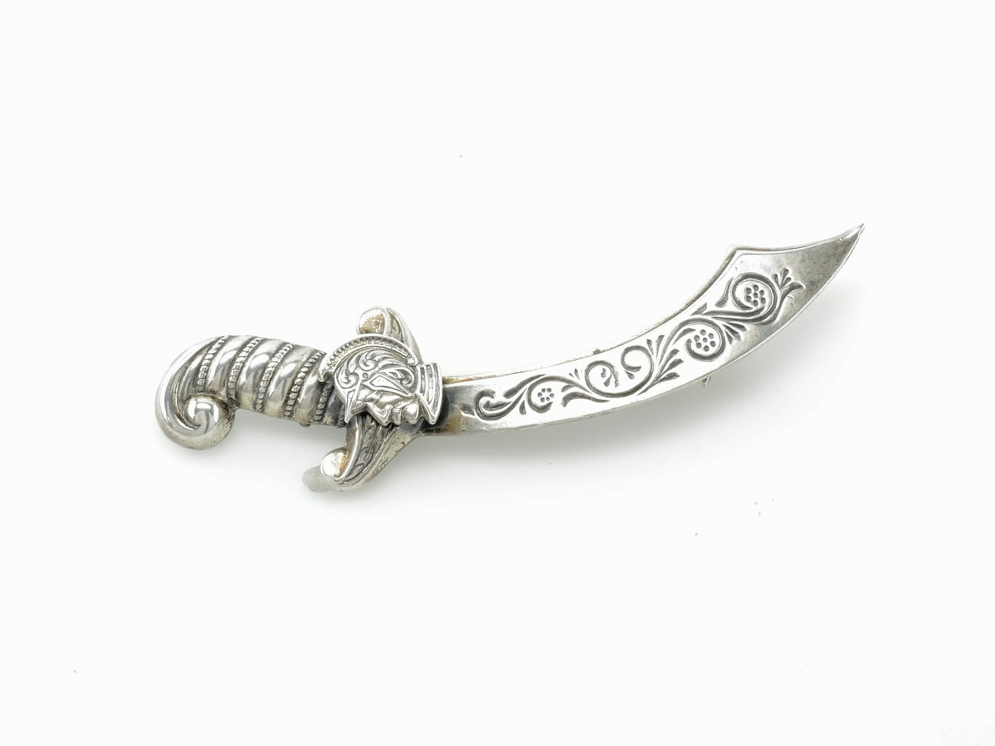 Sterling Silver Sword Scimitar Brooch Pin