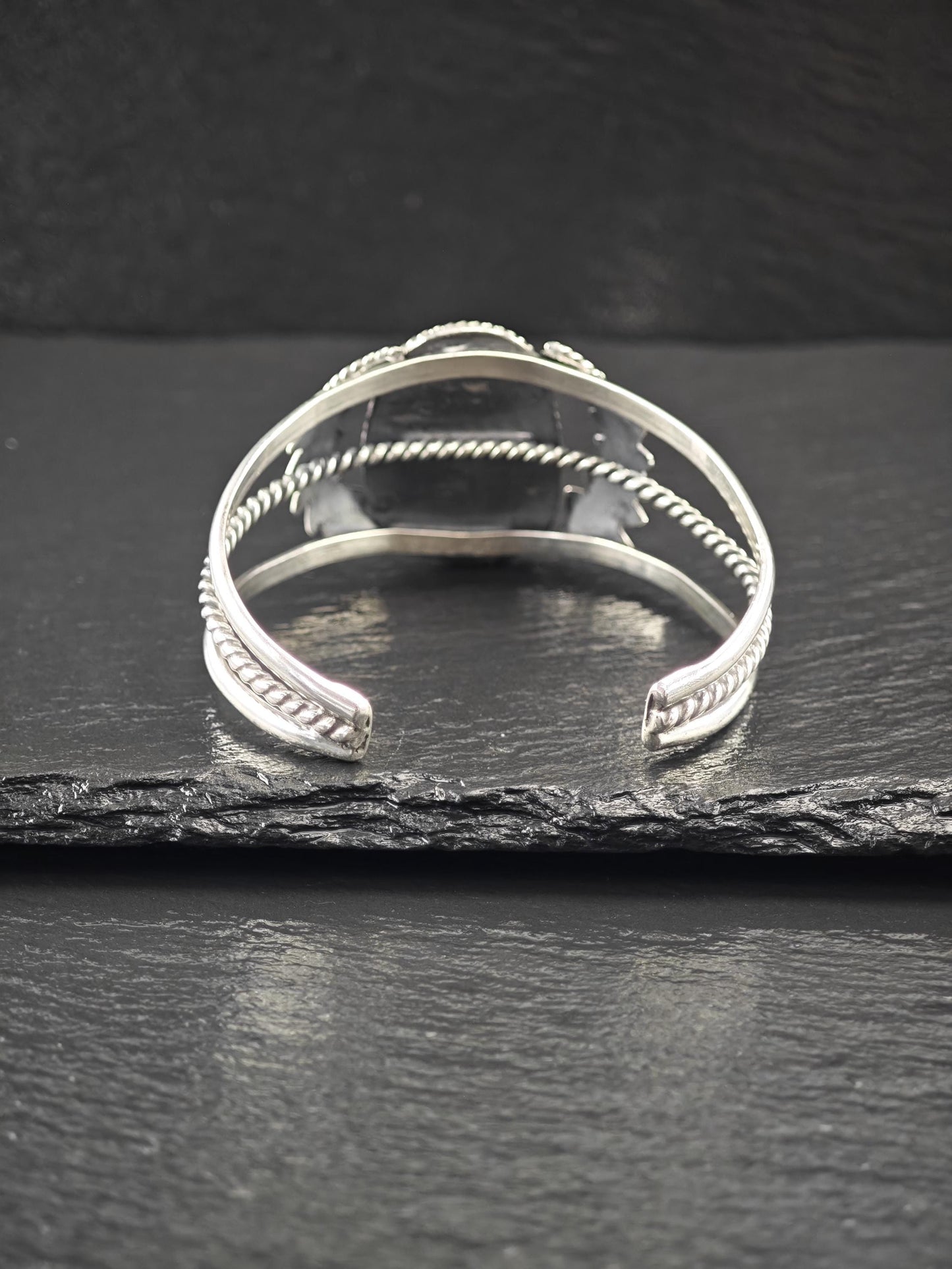 Vintage Southwest, Natural Turquoise Cuff Bracelet Sterling Silver