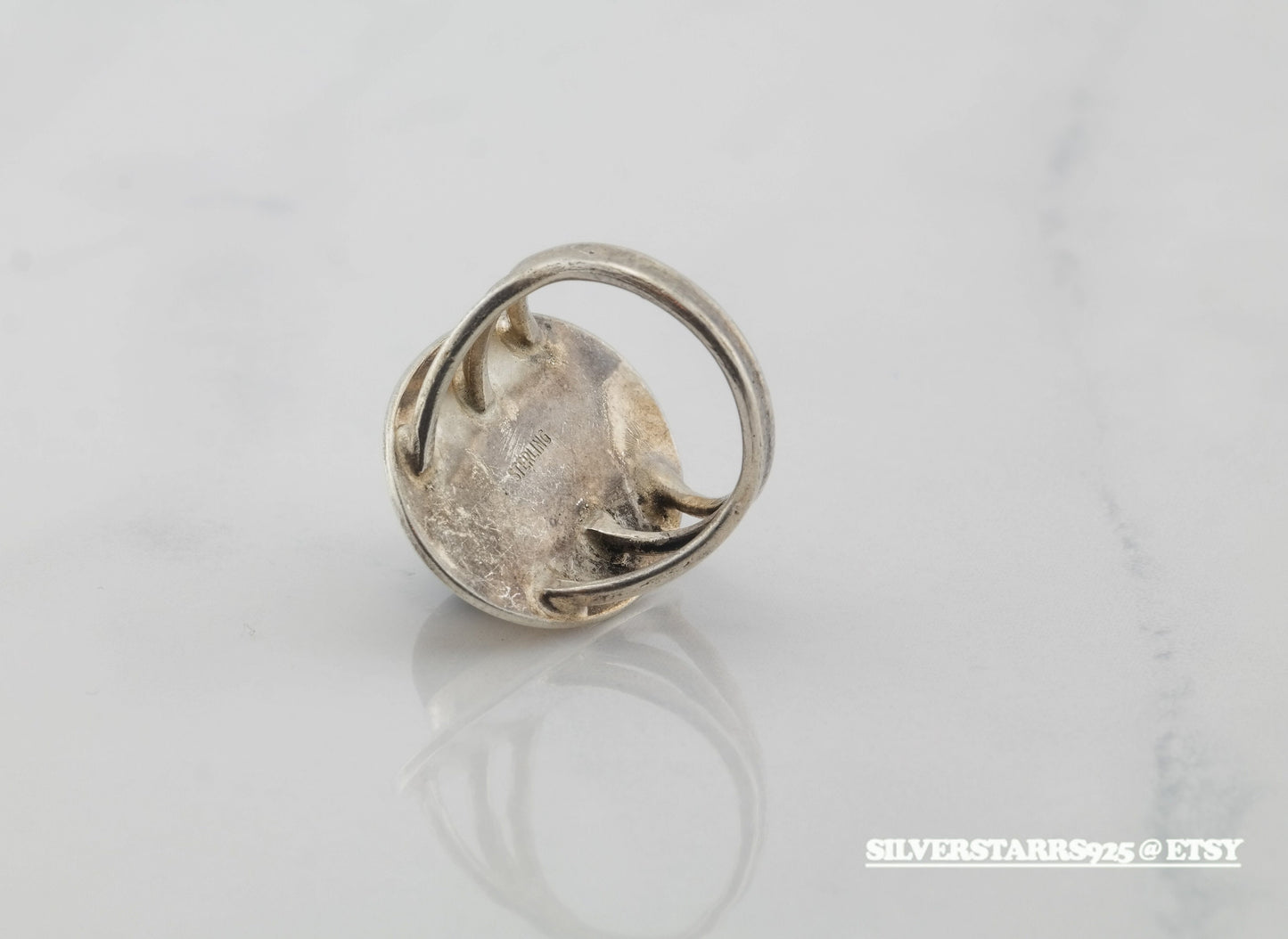 Vintage Sterling Silver Ring Onyx Black Size 7