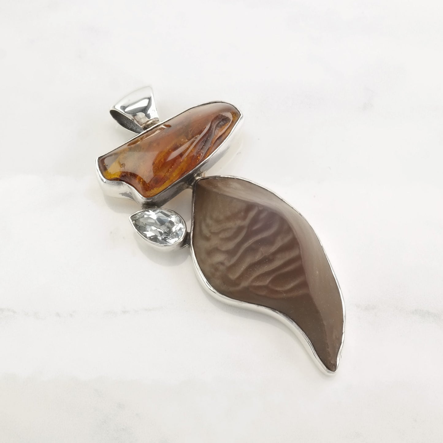 Starborn Sterling Silver Pendant with Baltic Amber & Gemstone