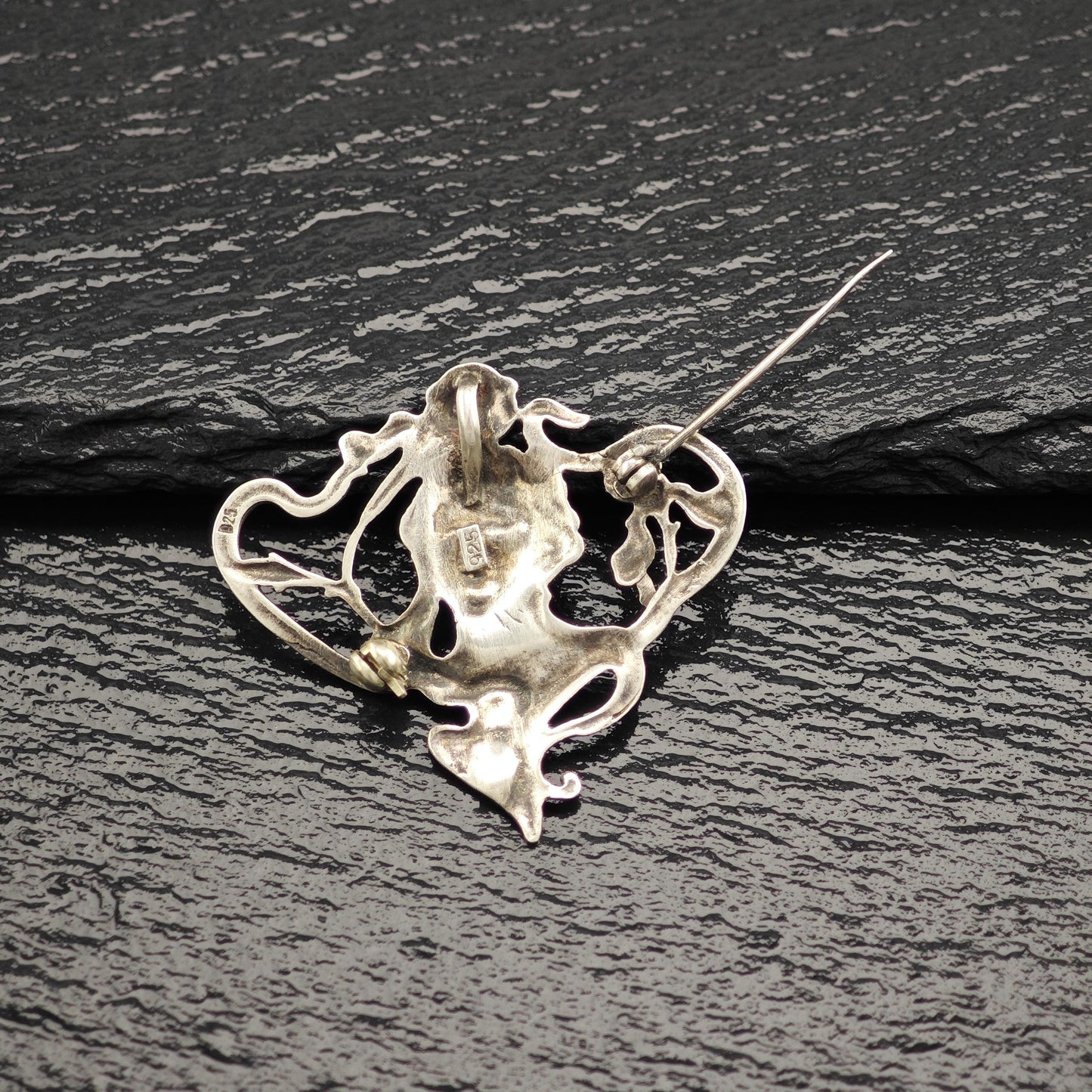 Vintage Art Nouveau Style Women Pendant/Brooch Sterling Silver