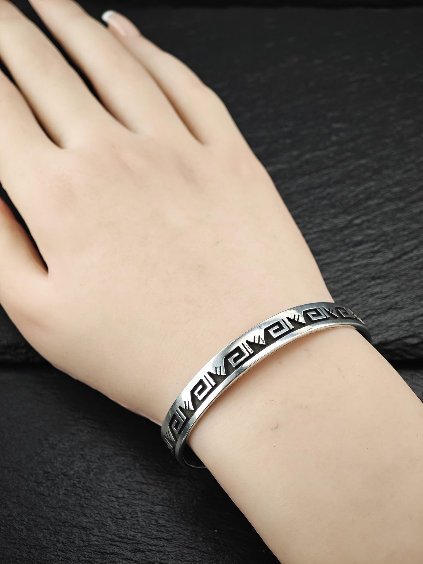 Hopi, Wadsworth, Native American Overlay, Cuff Bracelet Sterling Silver