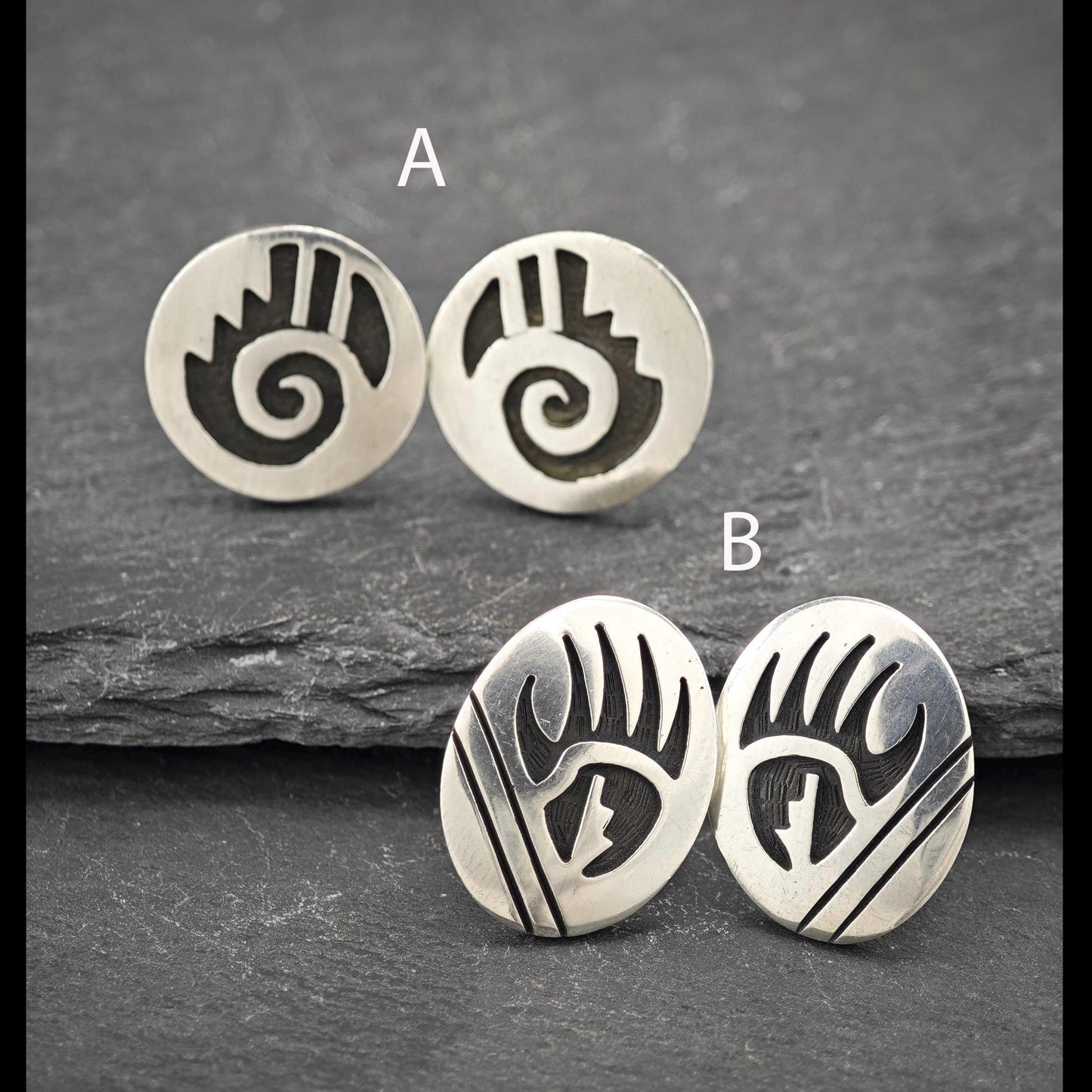Choice of Native American, Overlay Stud Earrings Sterling Silver